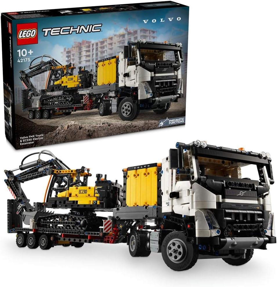 Technic Volvo FMX Truck & EC230 Electric Excavator Toy for 10 Plus Year Old Boys & Girls, Vehicle Building Set for Kids Who Love Heavy-Duty Construction Models, Birthday Gift Idea, 42175