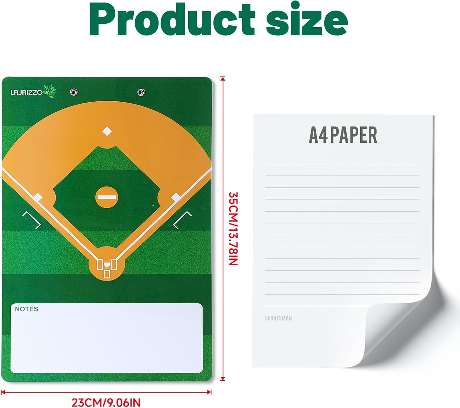 Baseball Dry Erase Coaches Clipboard, Baseball Dry Erase Coaching Board Double-Sided Baseball White Board for Coaches Writable and Erasable Baseball Clipboard Dry Erase Baseball Lineup Board