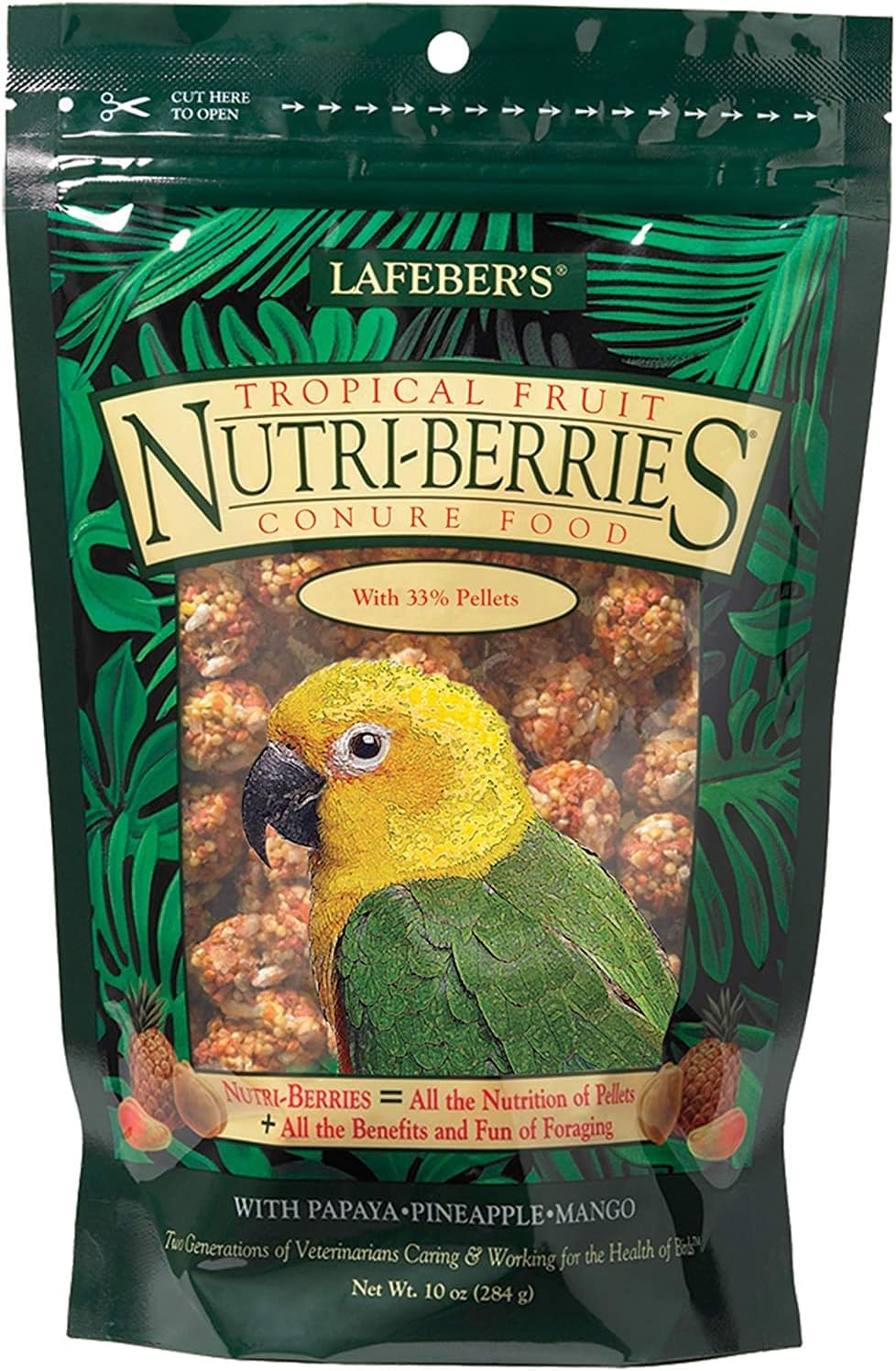 Tropical Fruit Nutri-Berries Conure Food, Made with Non-GMO and Human-Grade Ingredients, for Conures (Tropical Fruit 10 oz)