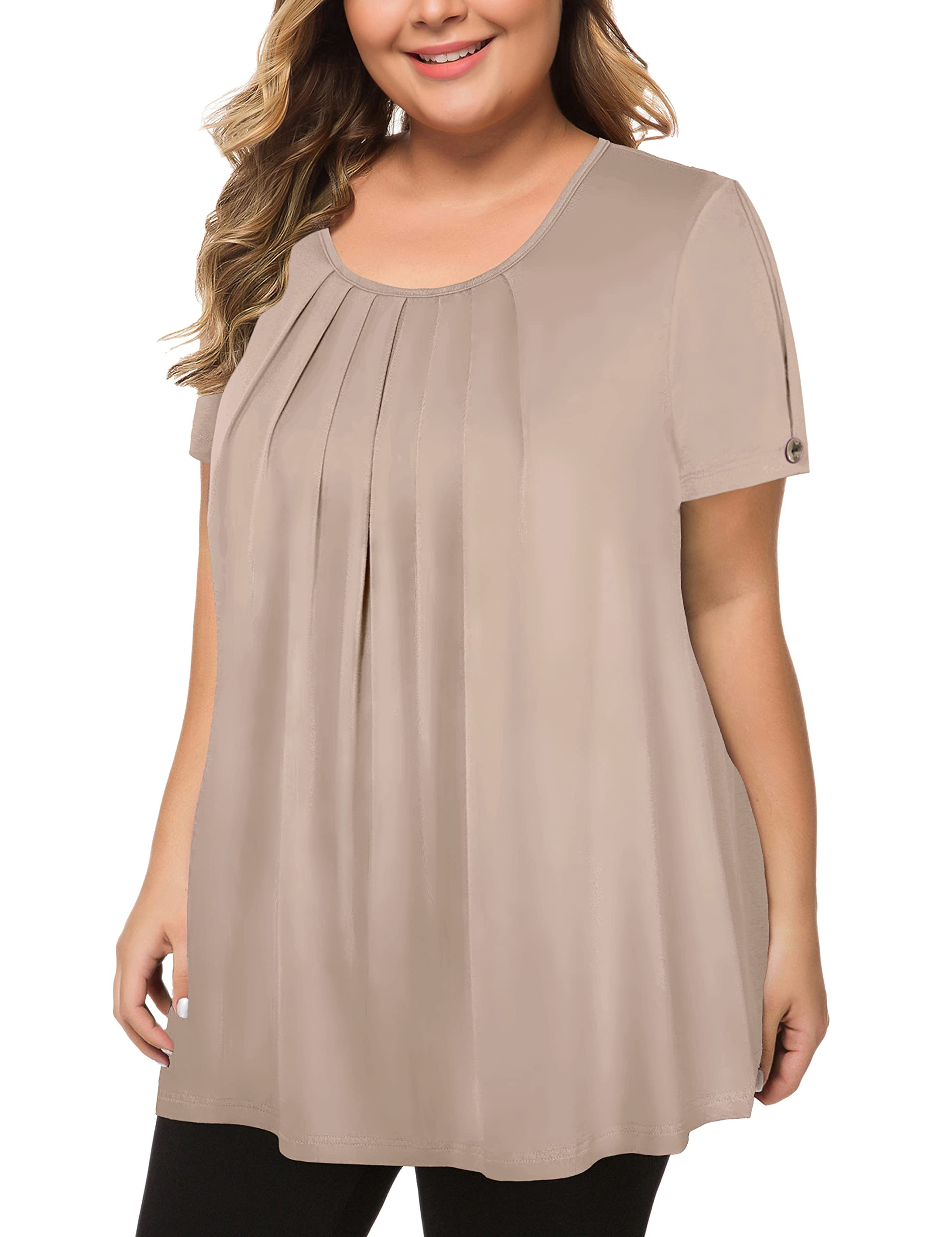 Maner Womens Plus Size Tops Short Sleeve Flowy Shirts Casual - Main Image