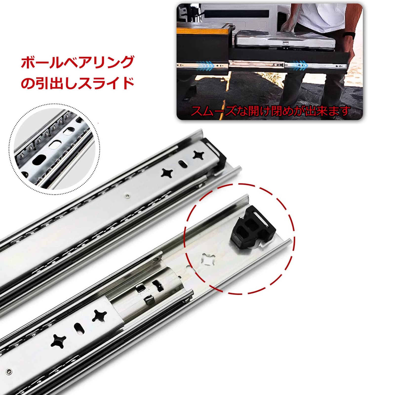 1 Paio di Guide per cassetti con Cuscinetti a Sfera per carichi Pesanti - Guide per cassetti ad Estrazione Totale da 300 mm 1200 mm - per Camper, Camion, distributori Automatici, attrezzatur