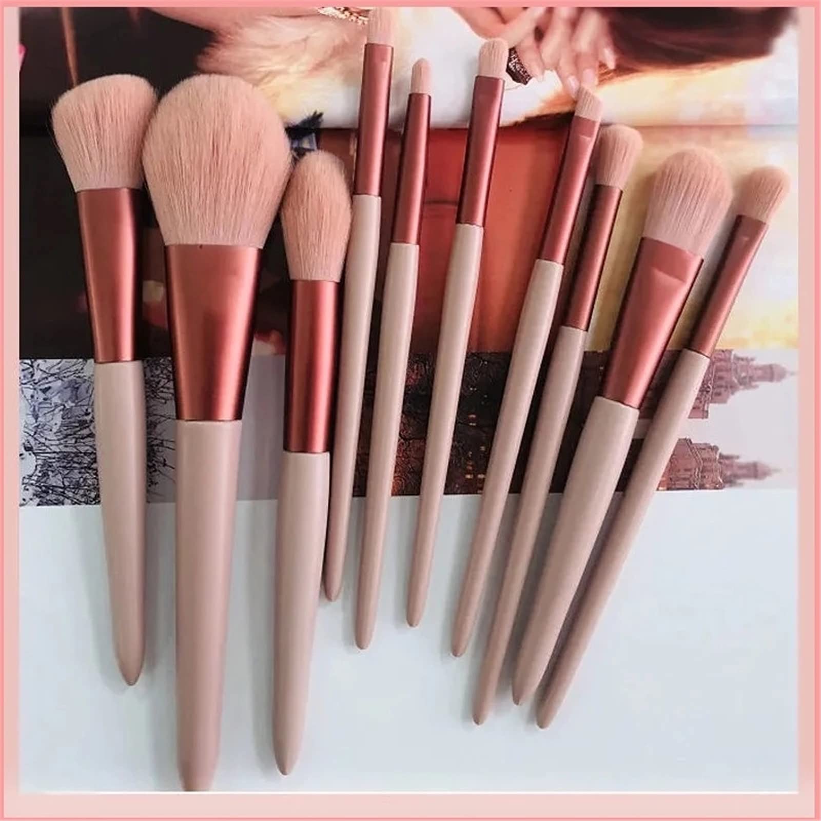 Make-up-Pinsel-Set 10-teiliges professionelles Make-up-Pinselset „Smoke Rose“ für Reiseurlaub