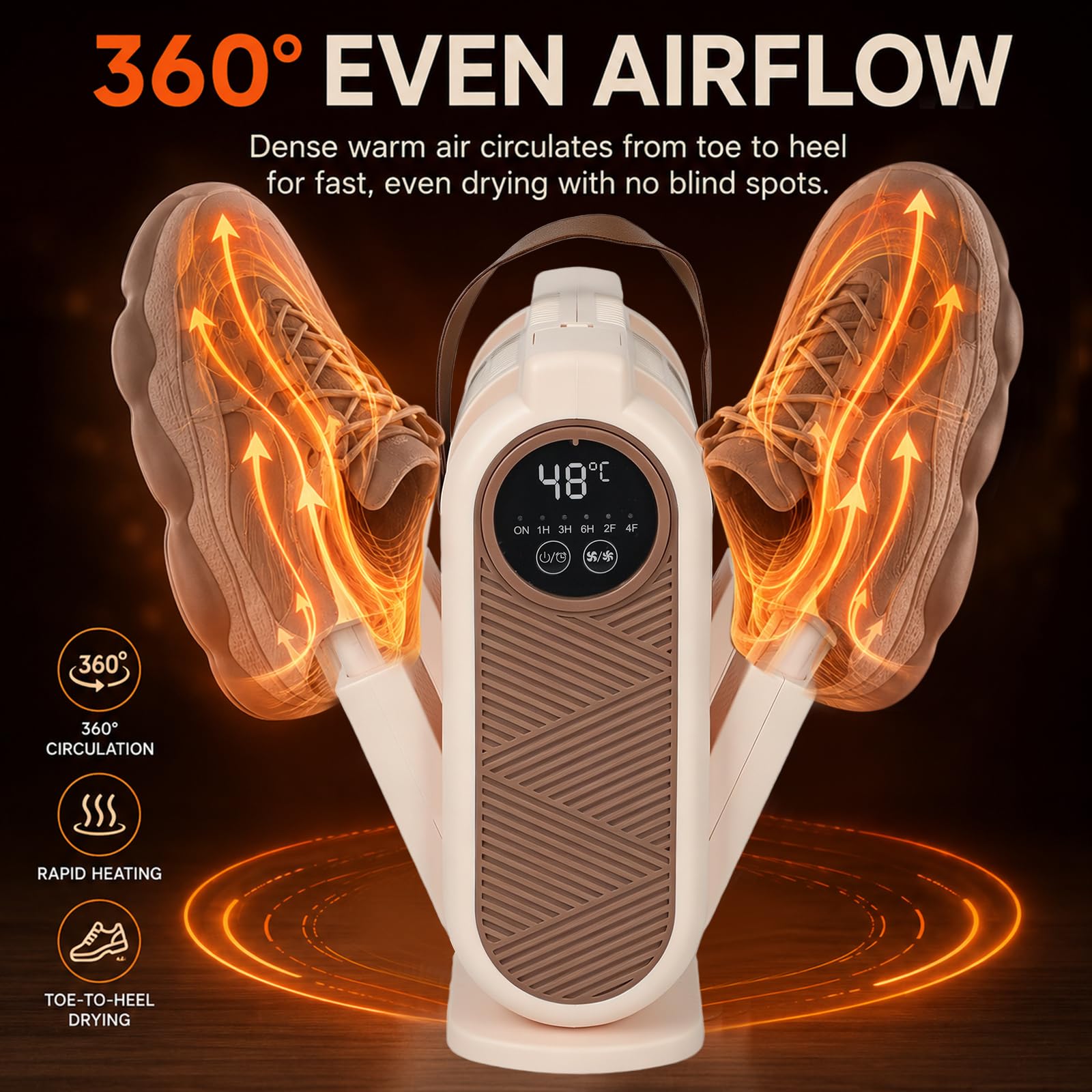Asciugascarpe elettrico 6 in 1, con timer da 3/6/9 ore, design pieghevole, ad asciugatura rapida