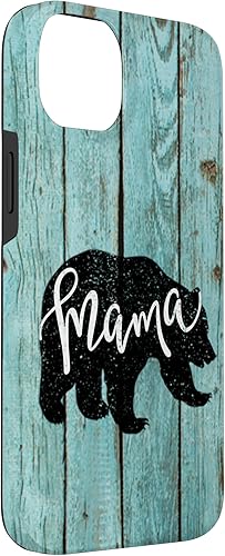 Miniatura 3 de Funda de madera rústica para iPhone 14 Plus con diseño de mamá oso
