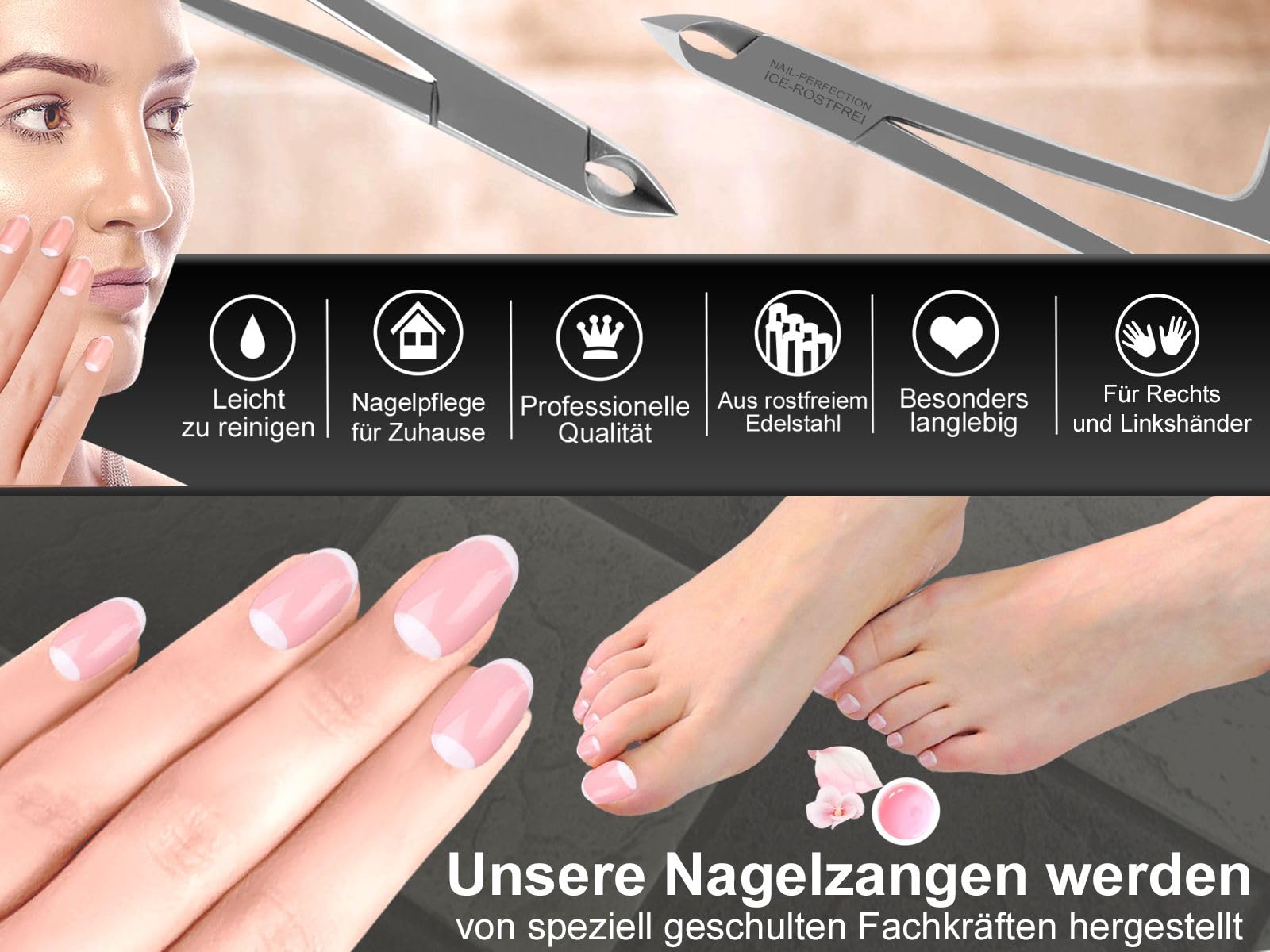 Nagelhautzange Hautzange mit Scherenaugen und 0,5 cm Schnittlänge aus rostfreiem Edelstahl