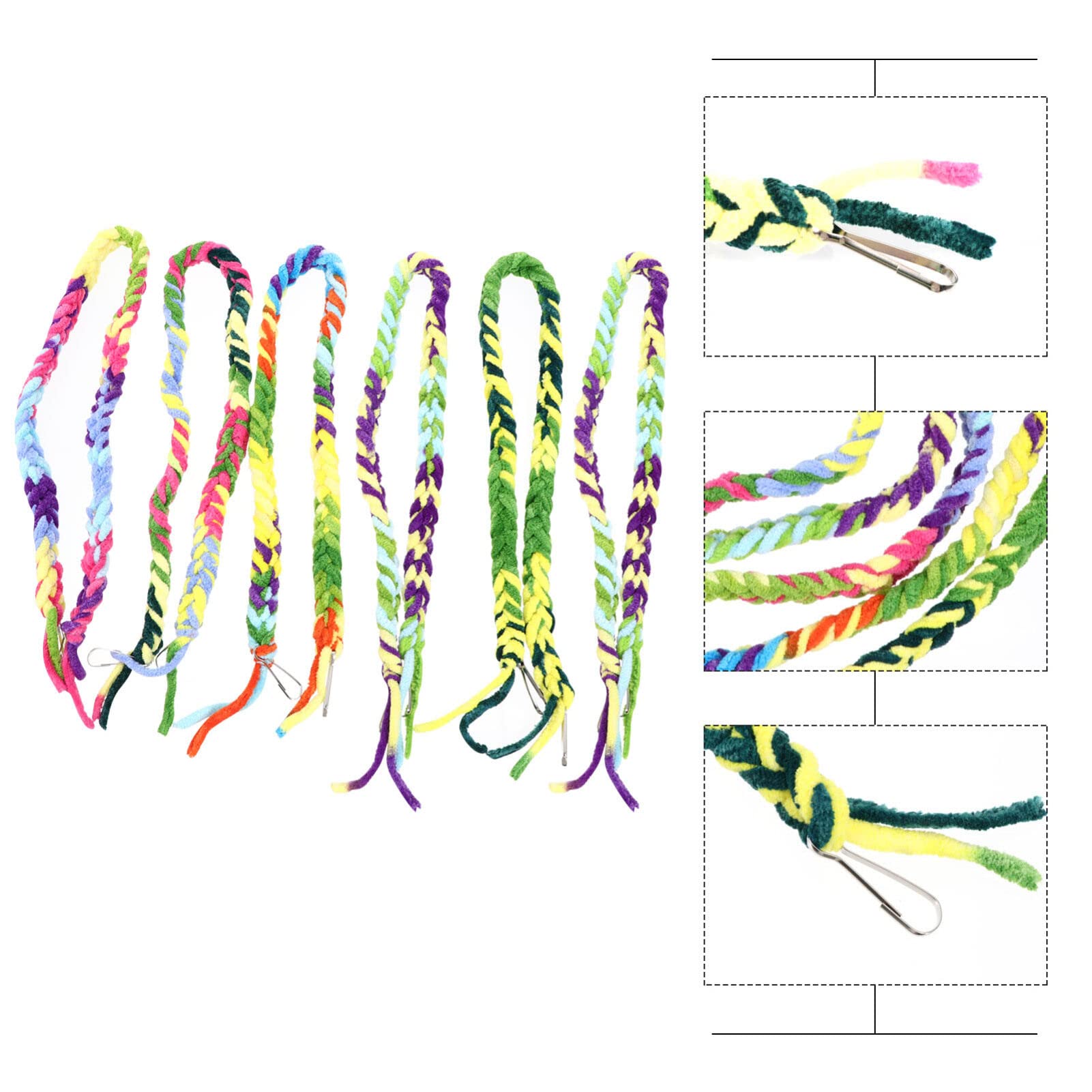 POPETPOP 6pcs Bird Rope Perches Hamster Climbing Rope Bungee Bird Toys Rope Perch Stand Cage Rope Comfy Perch Parrot Toys for Parrot Parakeets Cockatiels Conures Random Color - Image 3