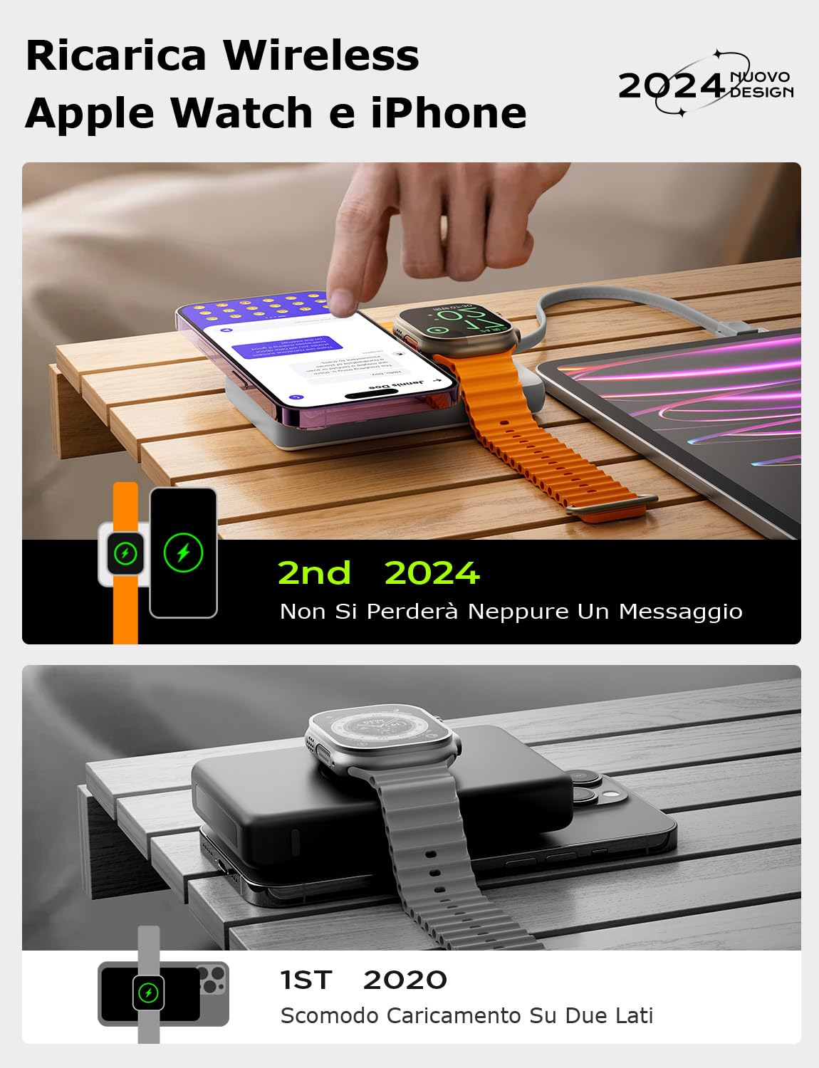 LISEN Power Bank per iPhone Magsafe, Power Bank magnetico wireless da 10000 mAh Cavo internazionale integrato per Power Bank Magsafe Ricarica rapida compatibile con iPhone 16 15 14 13 Watch