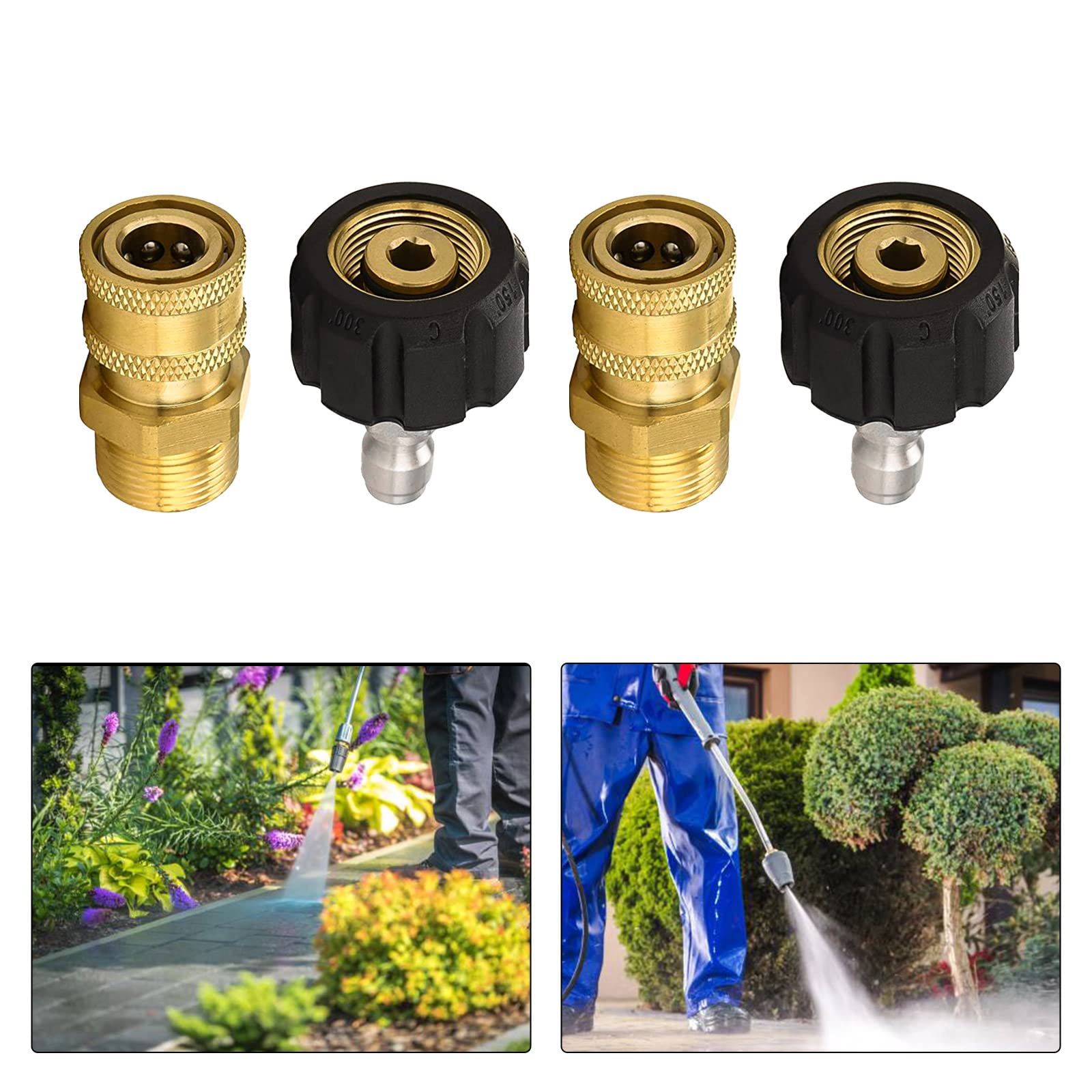 Set Adattatori Per Idropulitrice M22 14mm - Doppio Kit Con Presa Rapida 1/4", Ottone E Acciaio, Fino A 5000 PSI - Foto 4