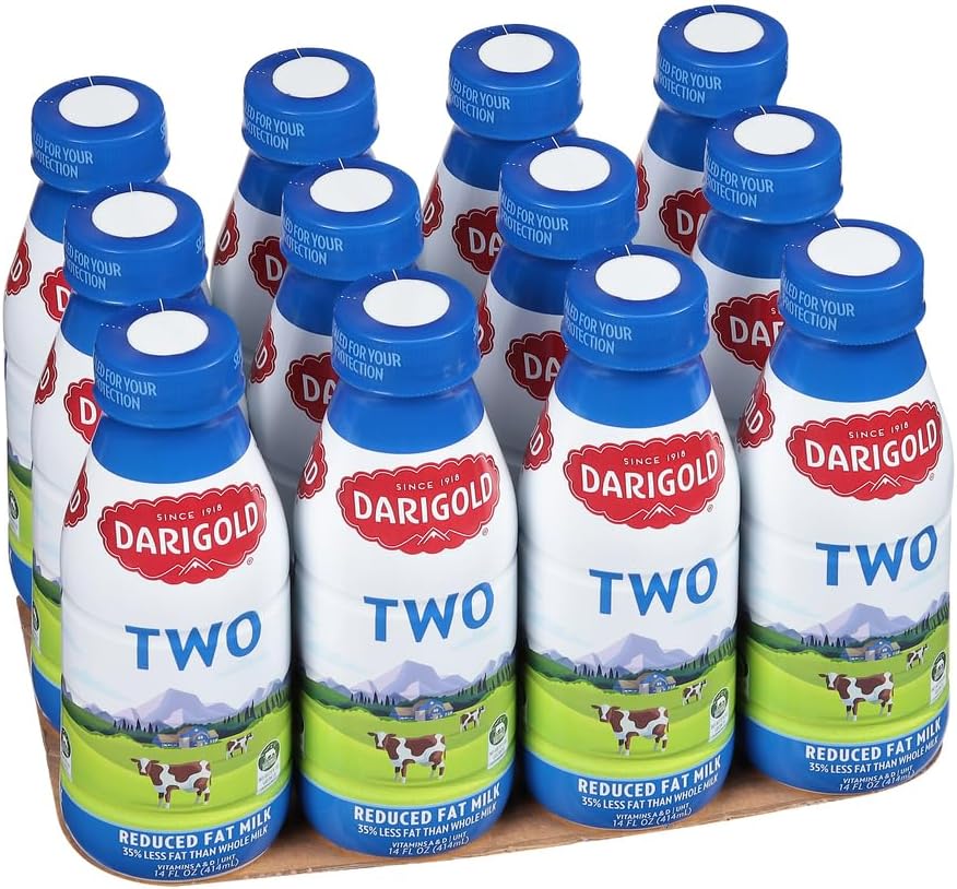 Darigold Milk 2 Percent, Reduced Fat Shelf Stable Milk with 12 Essential Nutrients, 15g Protein, rsBT Free - 14oz, 12 Pack (Two Percent)