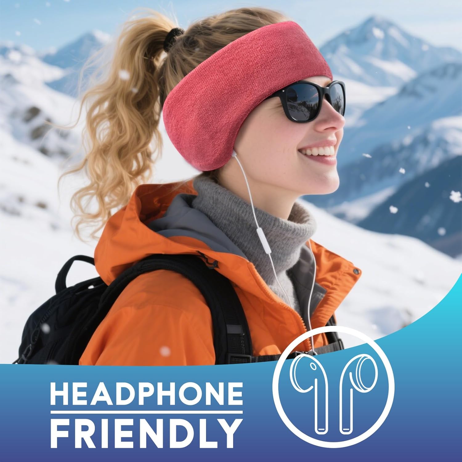 Fleece Ear Warmer Headband for Men Women, Winter Running Headband Ear Covers for Cold Weather Ear Muffs for Jogging Skiing Hiking Cycling - Image 5