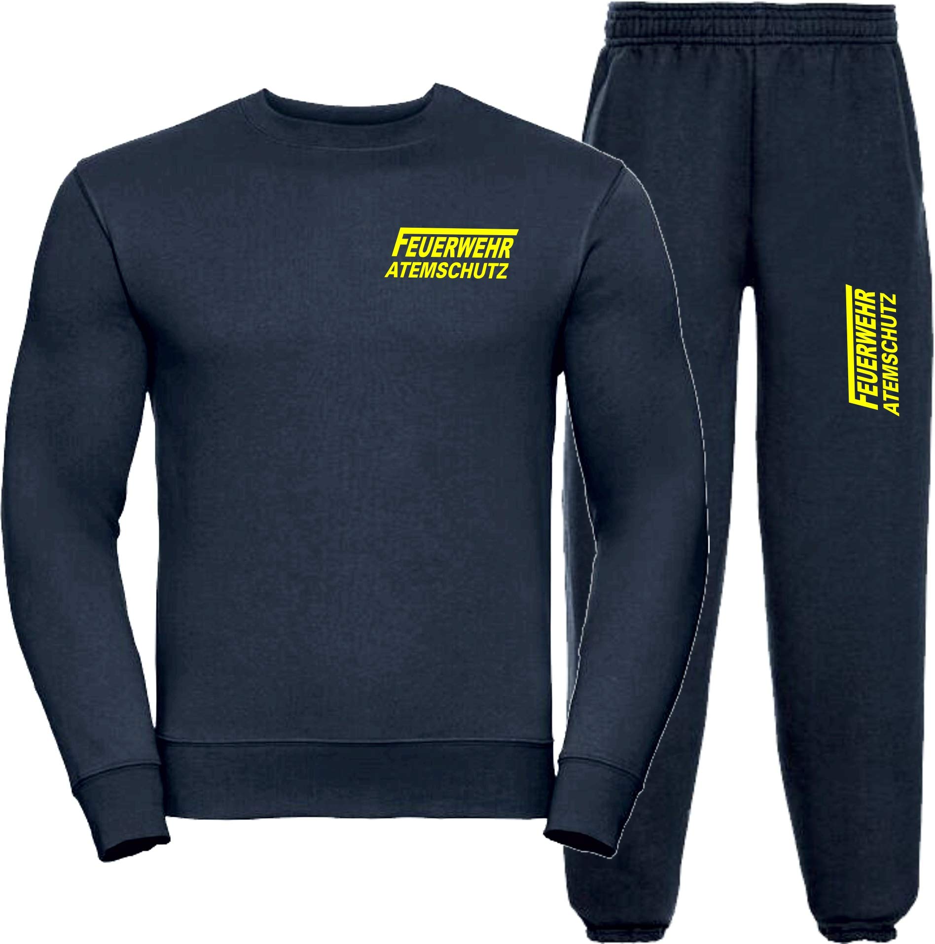 Sweat-Jogginganzug Navy, Feuerwehr ATEMSCHUTZ langes F Neongelb