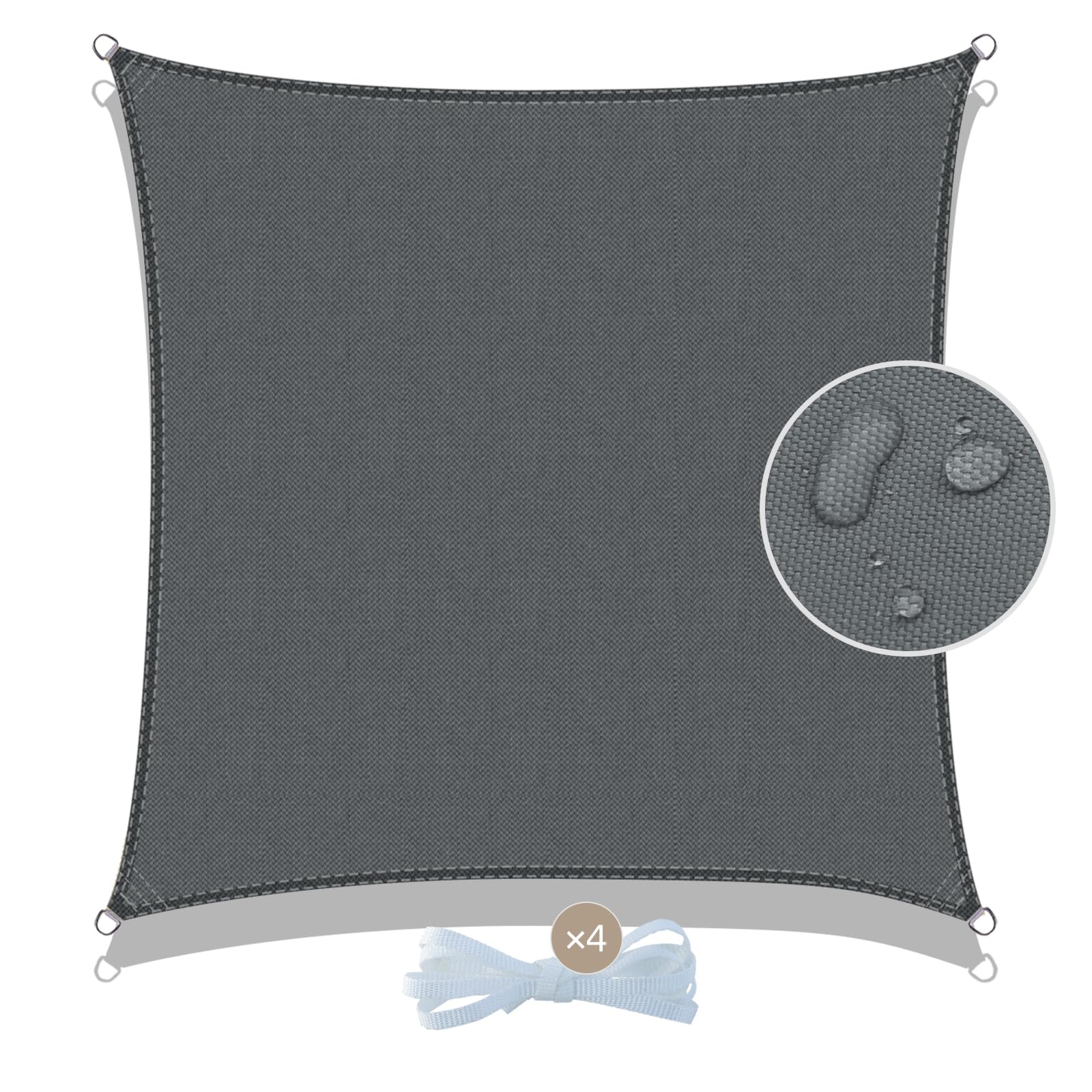 Cool Area Voile d'ombrage Carré Imperméable 5x5m,Anthracite | Toile Ombrage 95% UV Protection,Imperméable,pour Patio Balcon Jardin Terrasse Extérieur