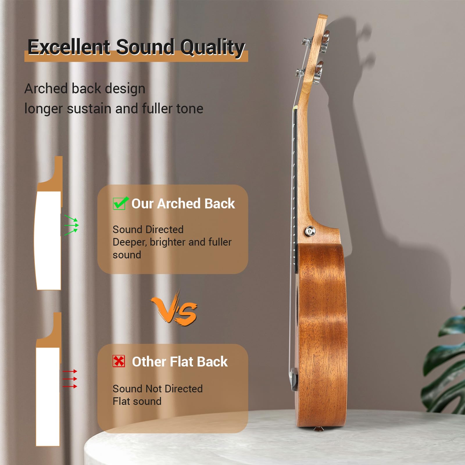 Ukulele Kinder Erwachsene Anfänger, 21 Zoll Sopran Ukulele Handcraft, Mahagoni Holz Hawaii Gitarre mit Saiten Gurt Plektren Professioneller Gigbag, Kleine Instrument Kindergitarre ab 6 jahre, Braun