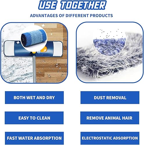Miniatura 5 de Paquete de 8 almohadillas de repuesto para fregona Bona, almohadillas de limpieza de microfibra, lavables y reutilizables, repuesto para suelos de