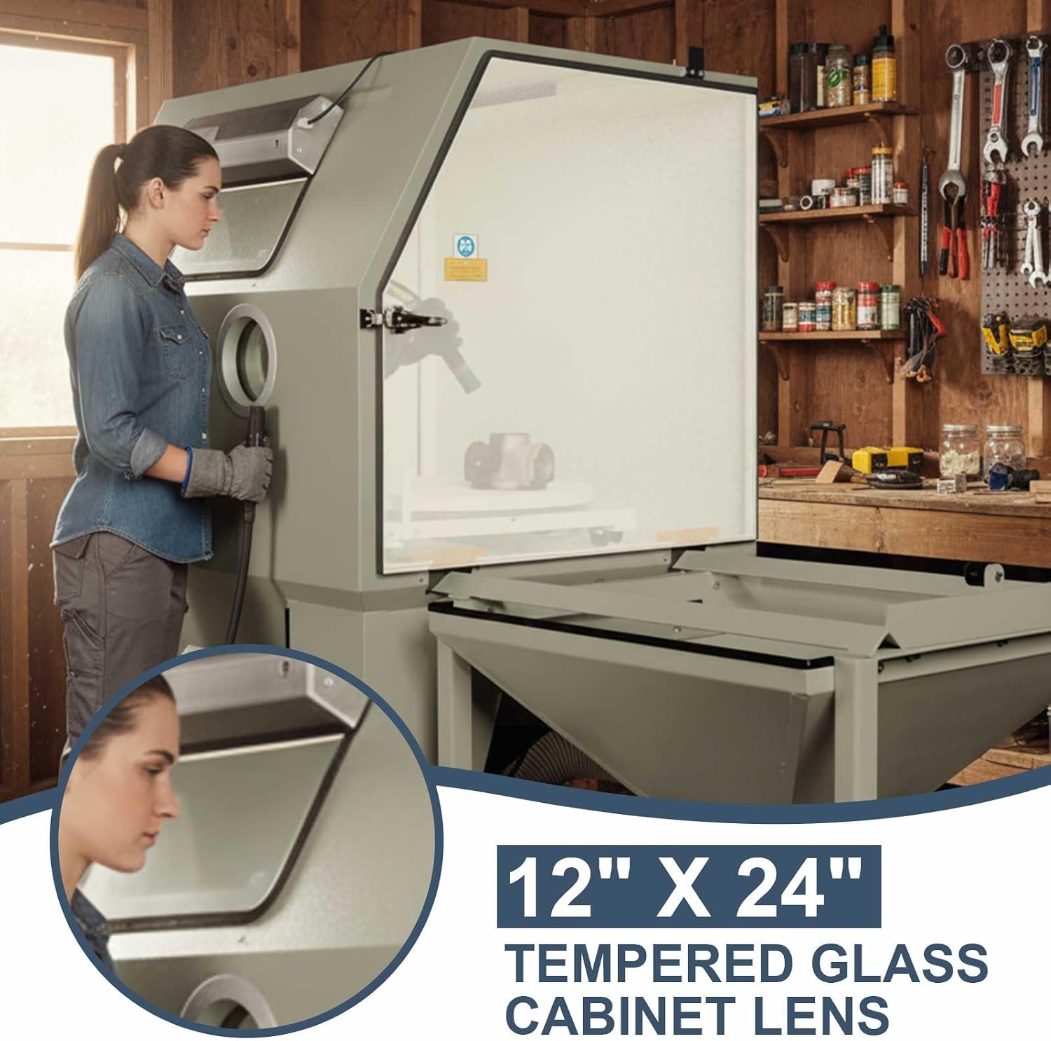 Tellegloww 12" x 24" Sandblasting Cabinet Tempered Glass Lens, 4 Pcs 23" x 11" Lens Cover Polyester Film Sandblast Cabinet Inner Protector Sand Blast Film for Blaster Replacement