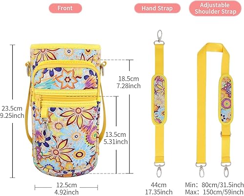 Miniatura 2 de AJLTPA Soporte para botella de agua de 32 onzas, 40 onzas, 64 onzas, funda cruzada aislada para botella de agua con correa acolchada y 2 bolsillos