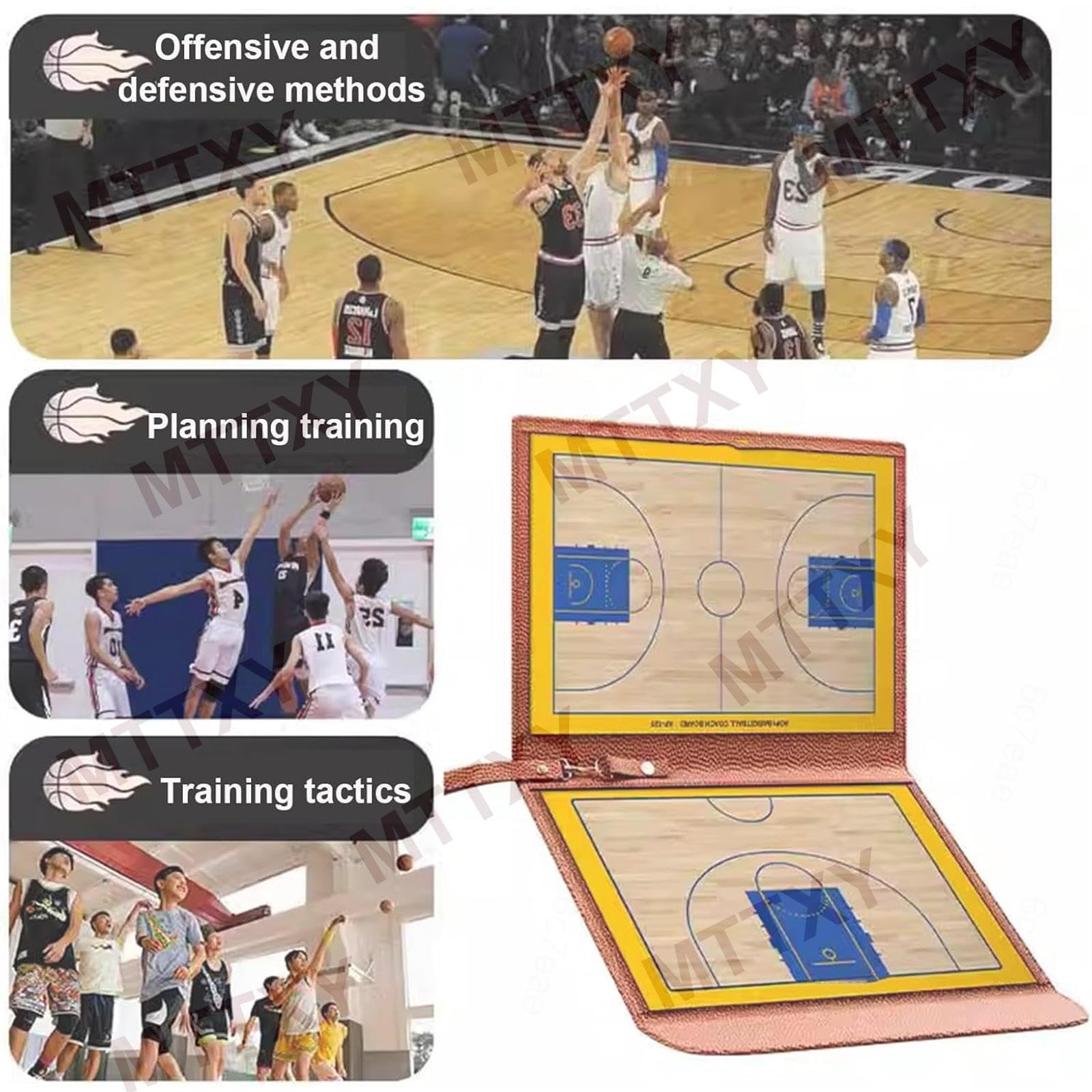Lavagna tattica da basket per allenatori, 53x32 cm, superficie cancellabile a secco, lavagna a doppia faccia per l'allenamento e le partite, con pennarello magnetico e clip per appunti.