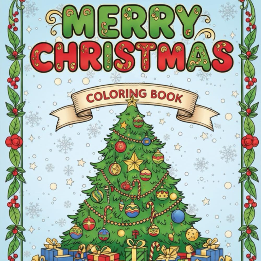 Merry Christmas: The Ultimate Holiday Coloring Book: 30 Festive Designs for Adults and Kids: Relaxing Anti-Stress Scenes, Santa, Reindeer, and Cozy Fireplaces.