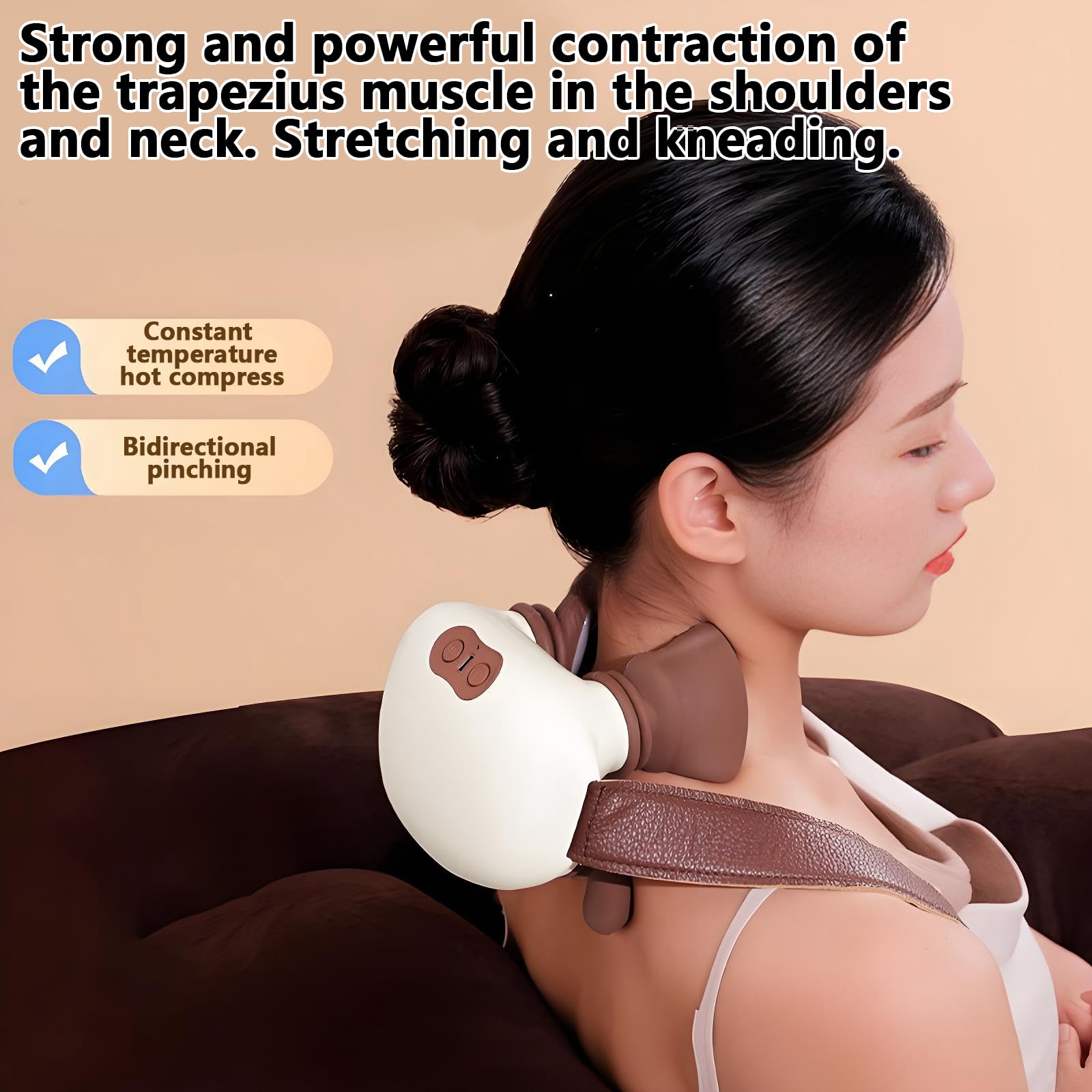 Masajeador de cuello de 360°, masaje de 3 niveles y aplicación de calor en 2 niveles, cómodo masaje de manos simulado, masajeador maestro para cuello, masajeador de cuello 5D, para hombre y mujer