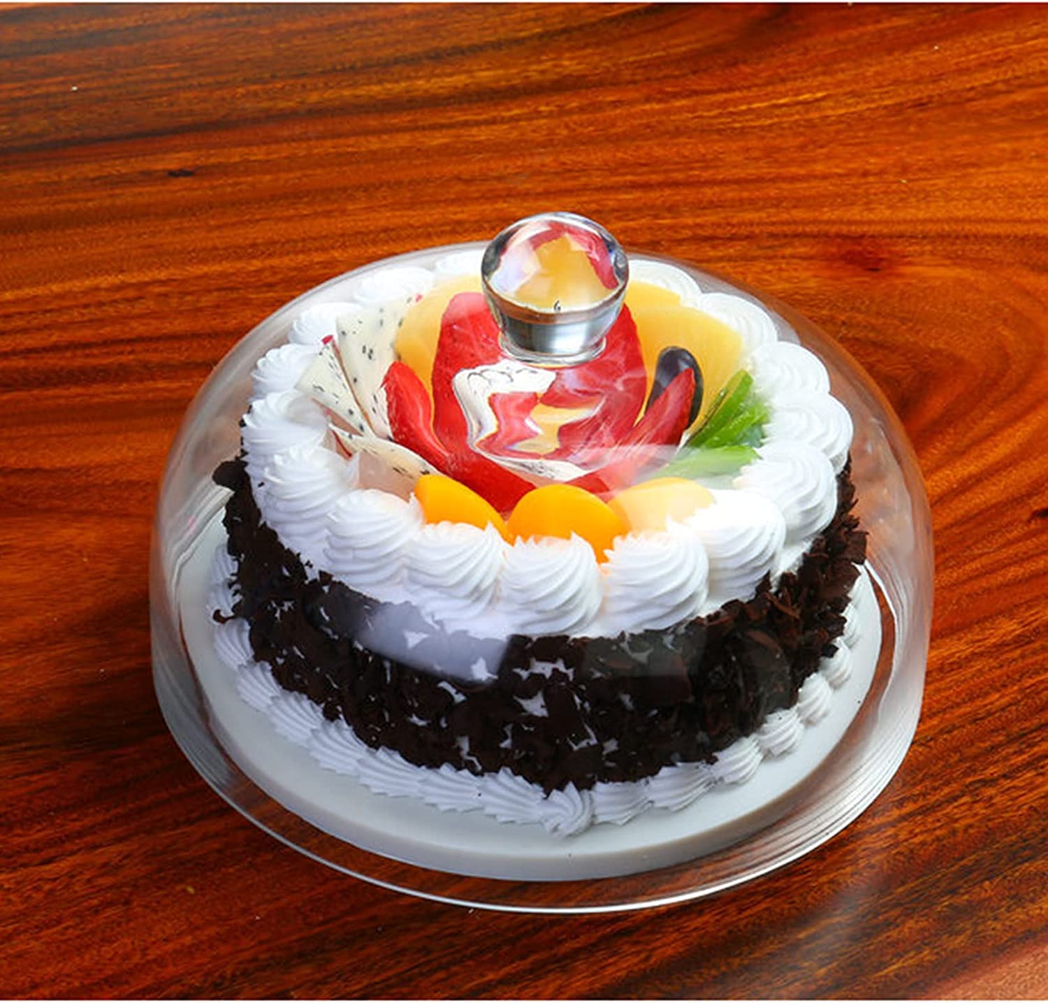 Glazen taartstandaard met koepelvormige deksel Ronde doorzichtige serveerschaal en taartplaat Transparant 12 inch Cupcake Veggie Platter voor Dessert Chips & Dip