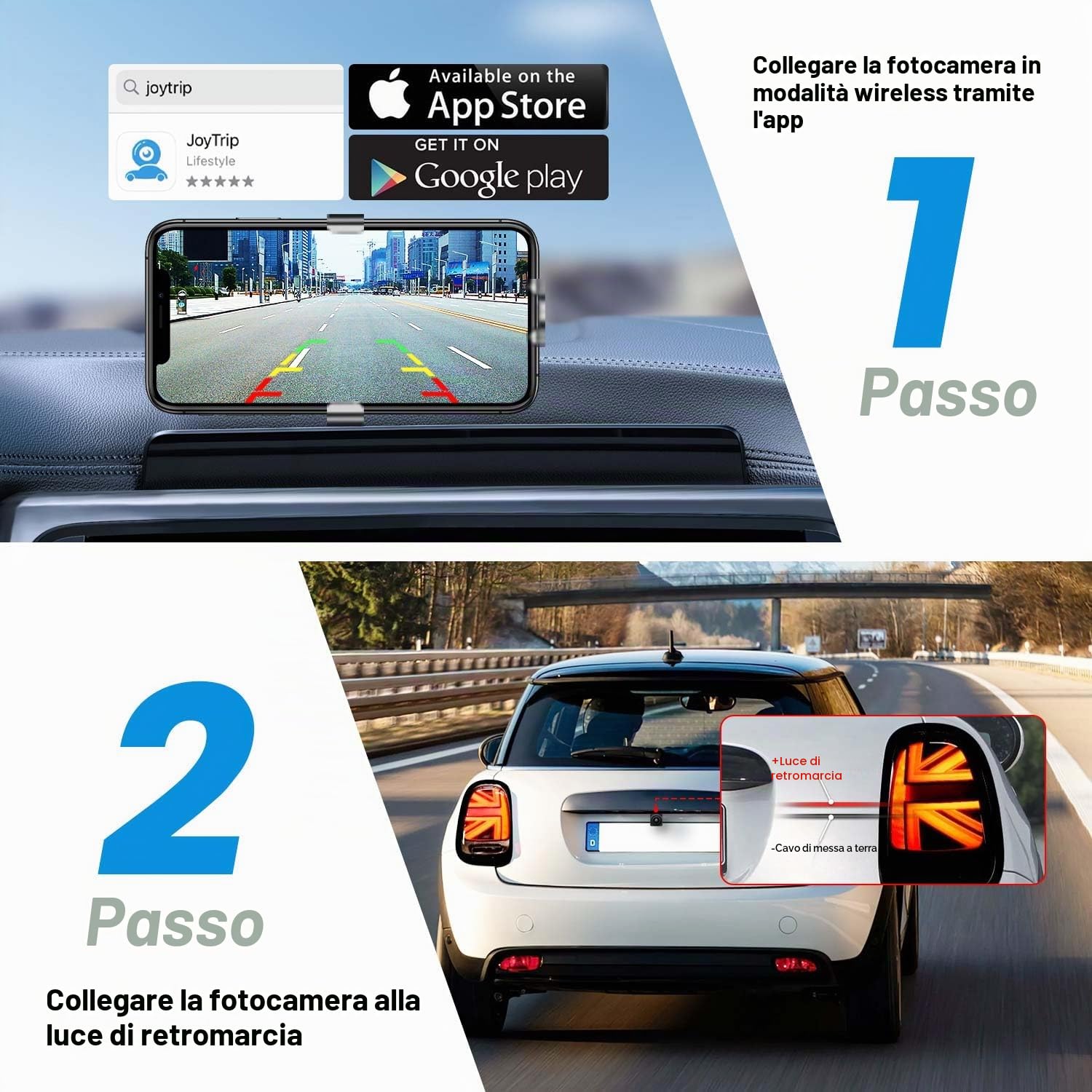 Telecamera di retromarcia WiFi, 5G 1080P HD, telecamera di retromarcia per iPhone, iPad, smartphone Android, tablet con ampio angolo di visione di 170 gradi