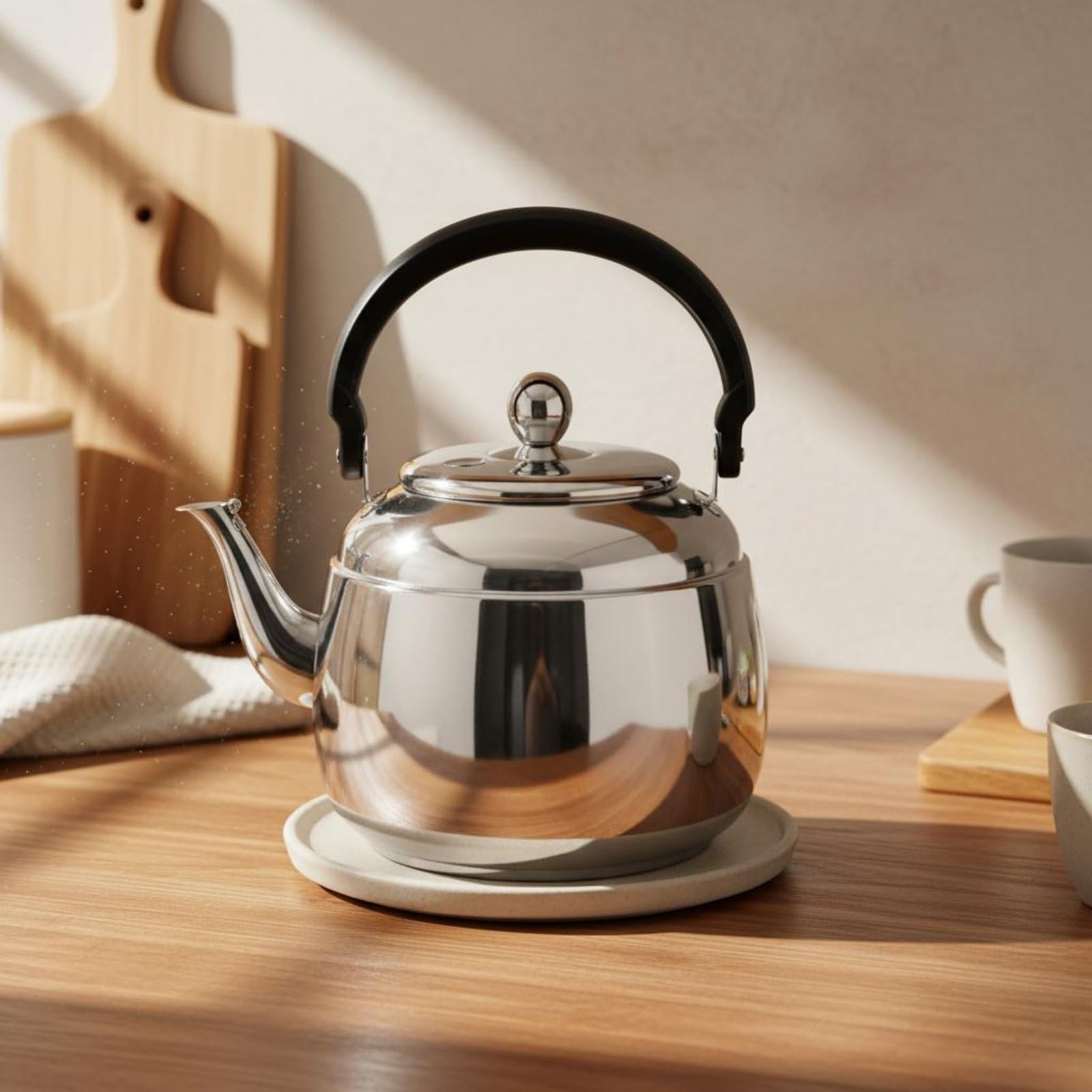 Bollitore in Acciaio Inox Bollitore Tè Bollitore Sibilante Pentola Acqua Caraffa Versamento con Base Multistrato per Induzione Gas Elettrico Ceramica, 5L, style to 2