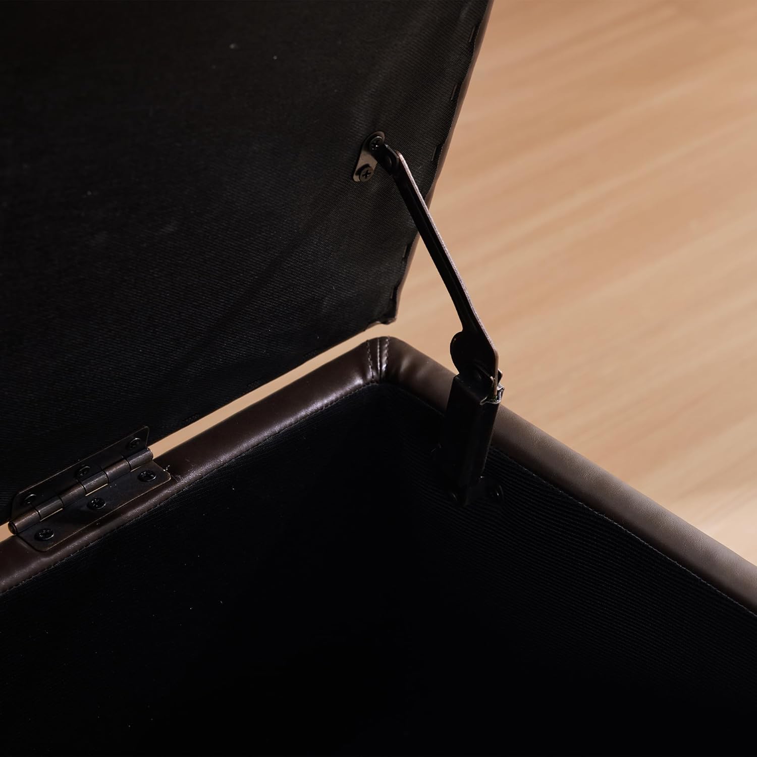 HUIMO Faux Leather Storage Ottoman Bench 50.3 Inch Extra Long PU Upholstered Bedroom Bench with Large Storage Space for The Living Room, Entryway, Bedroom Hold Up to 300lbs (Brown) - Image 8