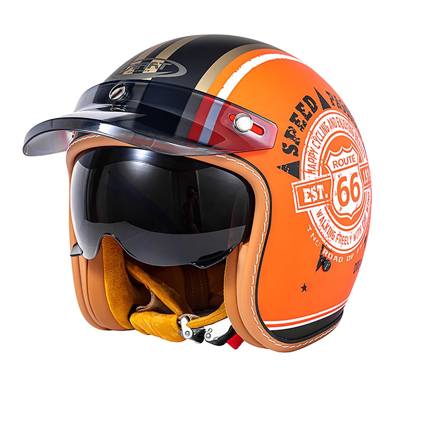 Retro 3/4 Motorrad Helm, Motorrad Open Face Helm, Jet Scooter Helm Rollerhelm, ECE Zertifizierung, Für Männer Und Frauen G,X-Large