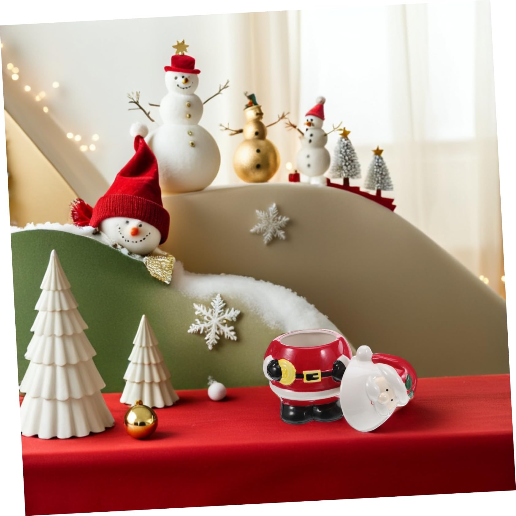 PRETYZOOM Boîte à Biscuits de Noël Céramique Motif Père Noël pour Bonbons et Chocolats Boîte de Conservation pour Fêtes