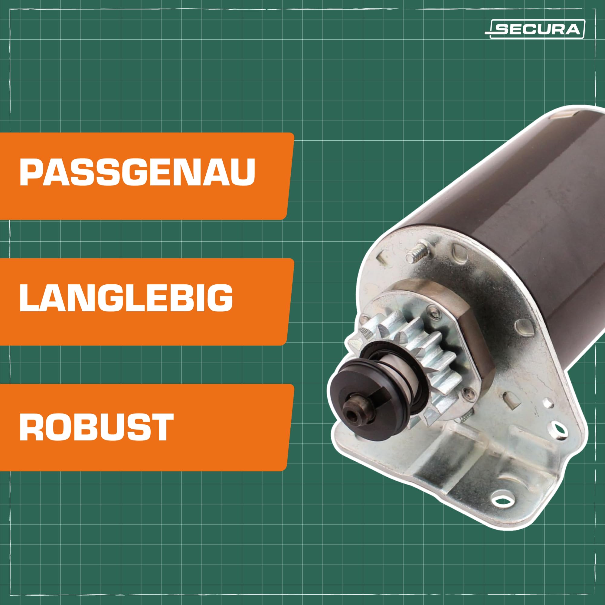 SECURA 1x Anlasser (14 Zahn) kompatibel mit Briggs&Stratton Motoren mit Metallritzel Original-Nr. 693552/593936