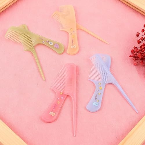 Miniatura 4 de Juego de 8 peines para el pelo del bebé con patrón de oso, cepillo de pelo de 4 colores para niñas y niños, peine de peinado con cola de rata, mini