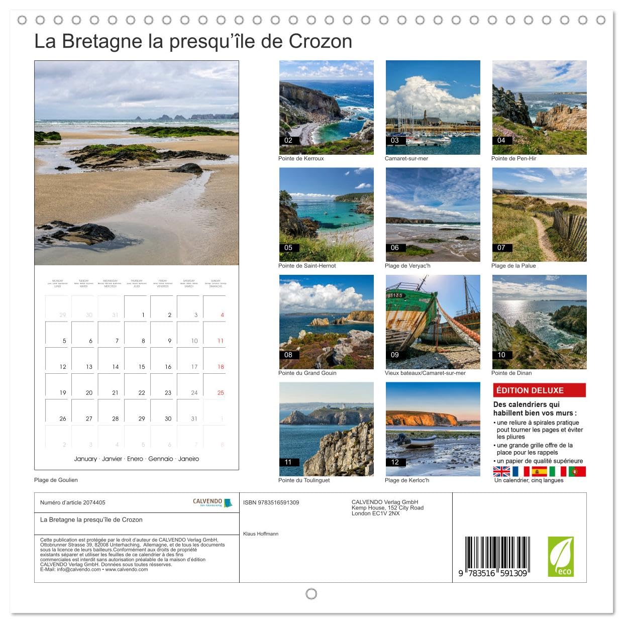 La Bretagne la presqu'île de Crozon (Calendrier mural carré 2026 30x30 cm) Calendrier double avec une page pour vos prises de notes: Photos d'une région côtière exceptionnelle.