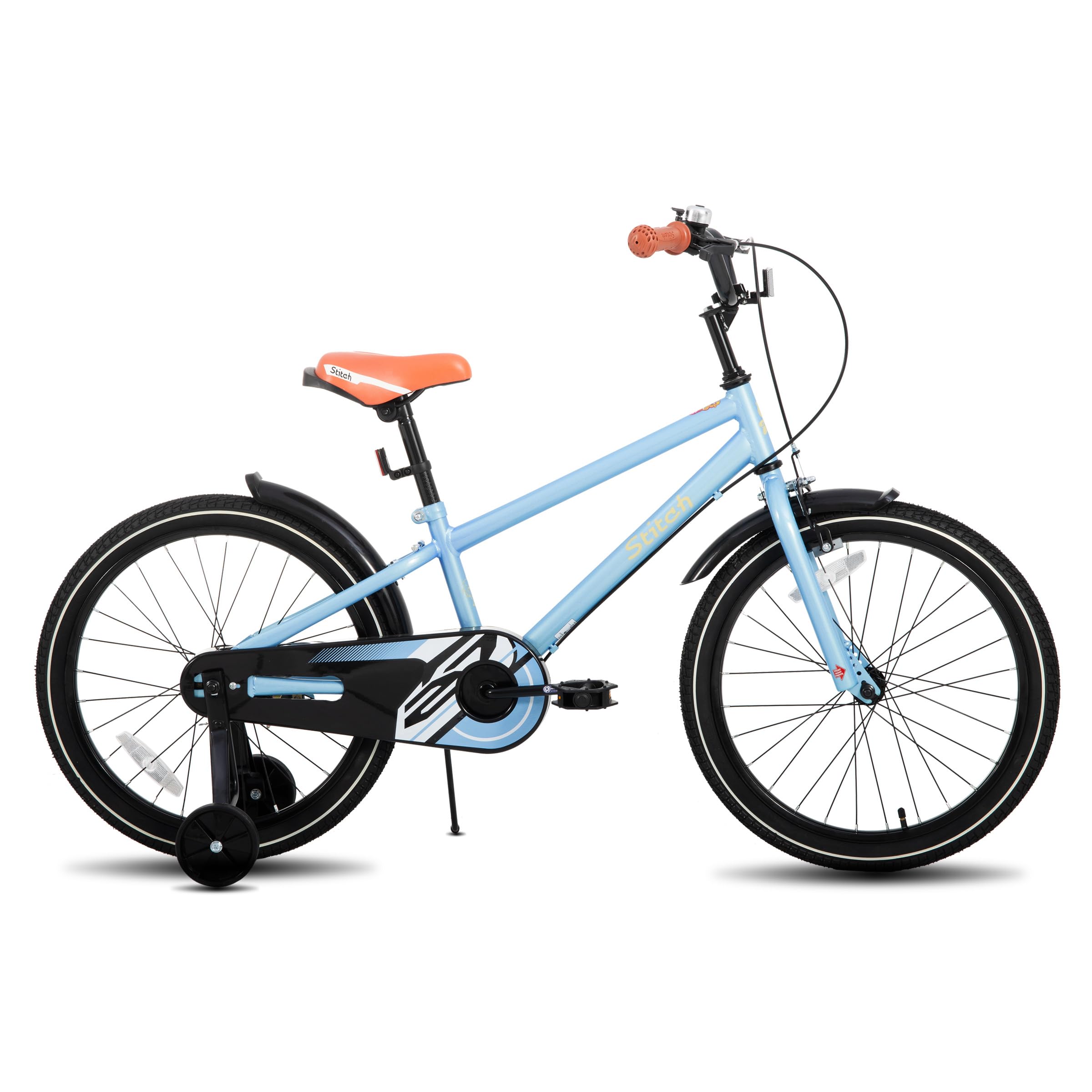 STITCH 20 inch kids bike for 6-9 year old girls & boys, 20 inch kids bike with Stabilisers&kickstand, Blue