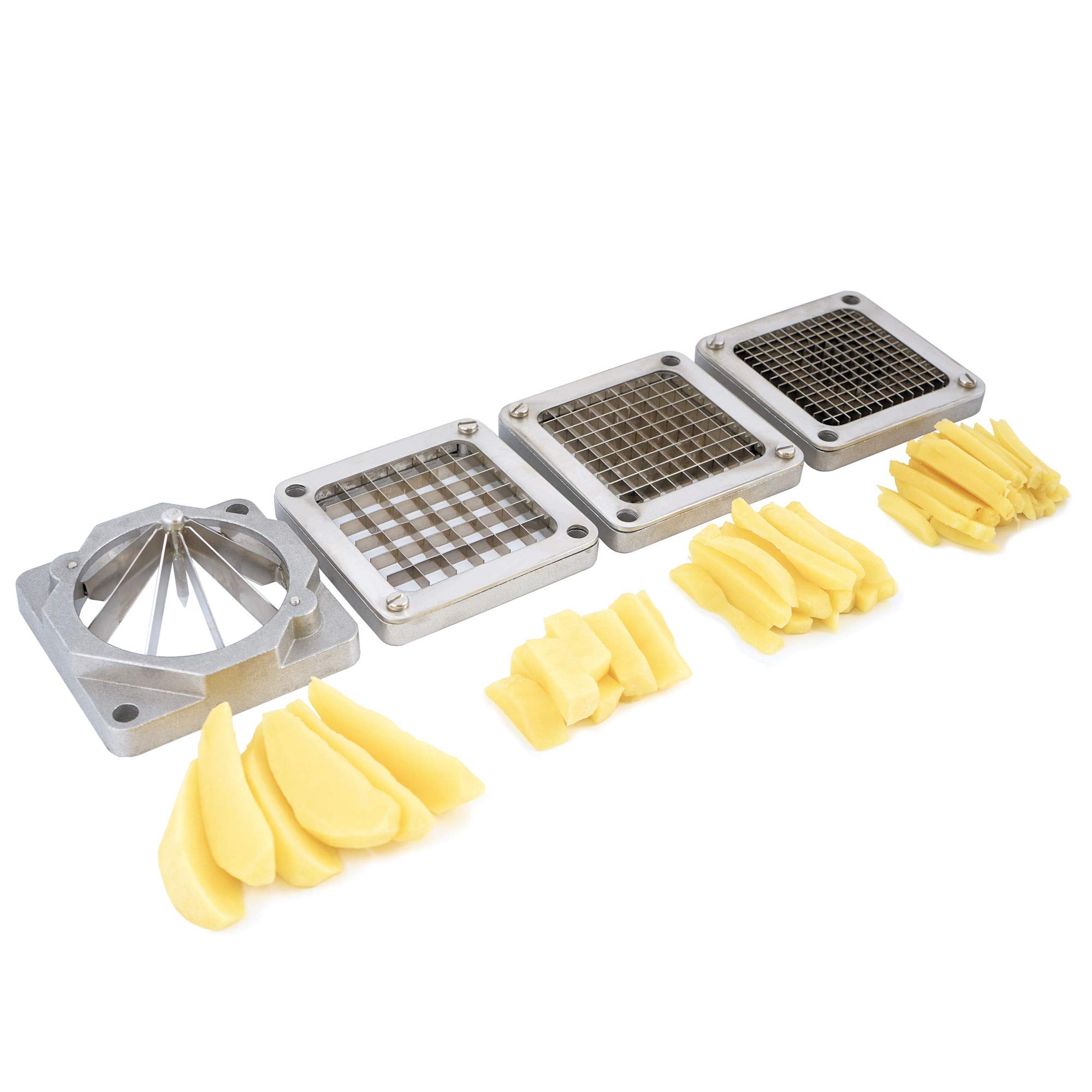 Mahlzeit - Taglia patate e verdure, ideale per patatine fritte incluse 4 lame in acciaio inox per patate, bastoncini di frutta e verdura, patatine fritte fatte in casa