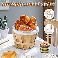 Vista 6 de Eaasty Paquete de 3 cestas redondas de madera para frutas con asa para aperitivos de verduras, decoración de jardín, casa de campo, 4 cuartos