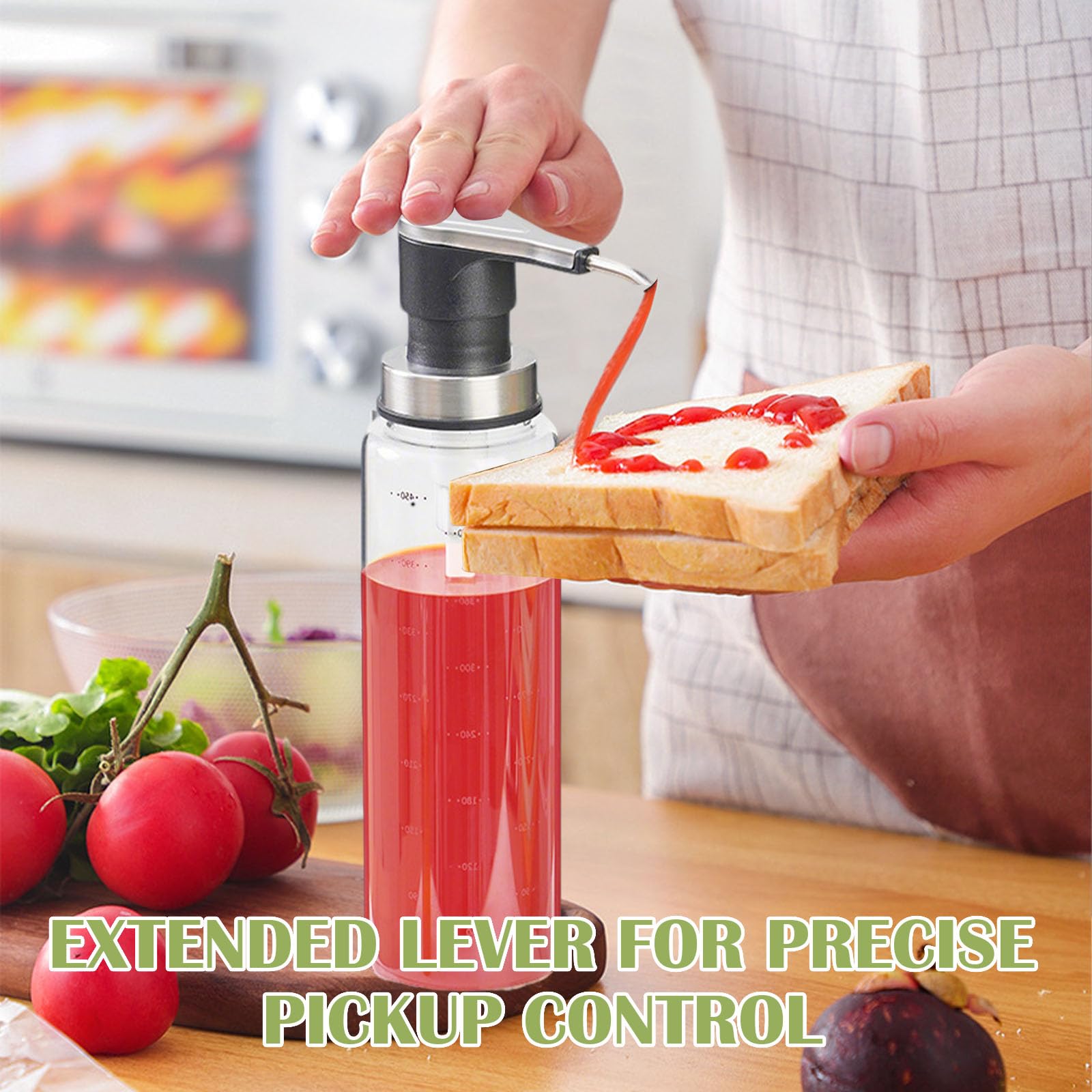 Dispensador de bomba de salsa, dispensador de jarabe de café, cristal de miel, botella de cristal de 500 ml con bombas de acero inoxidable, dispensador de jarabe de café, a prueba de fugas, bombas de