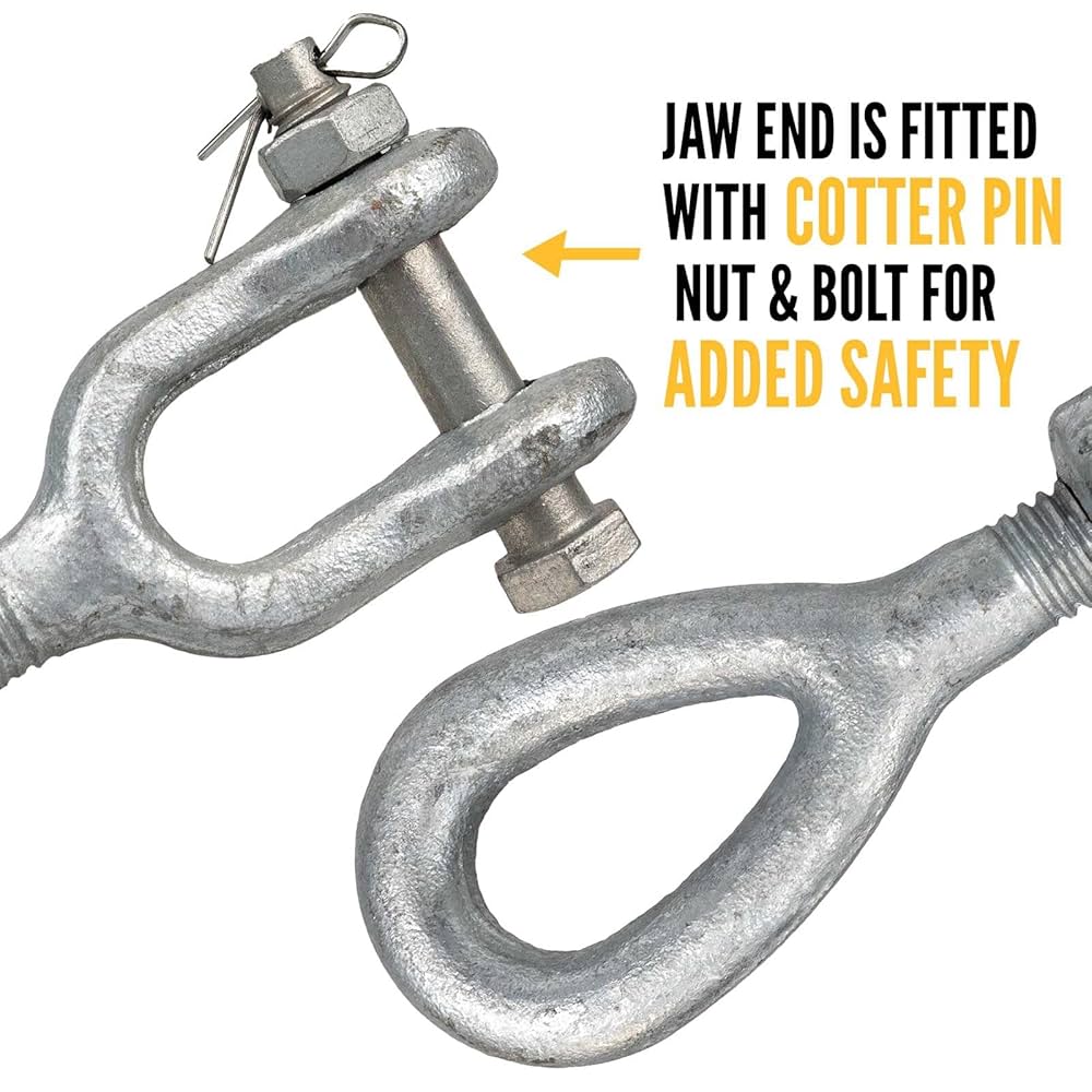 ＳＴＶ−０００１２ US Cargo Control 7/8 Inch x 18 Inch Jaw and Eye Galvanized