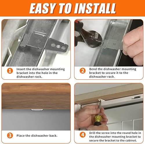 Miniatura 5 de Paquete de 2 soportes de montaje para lavavajillas con tornillos, soporte para lavavajillas bajo encimera apto para lavavajillas Kenmore Whirlpool