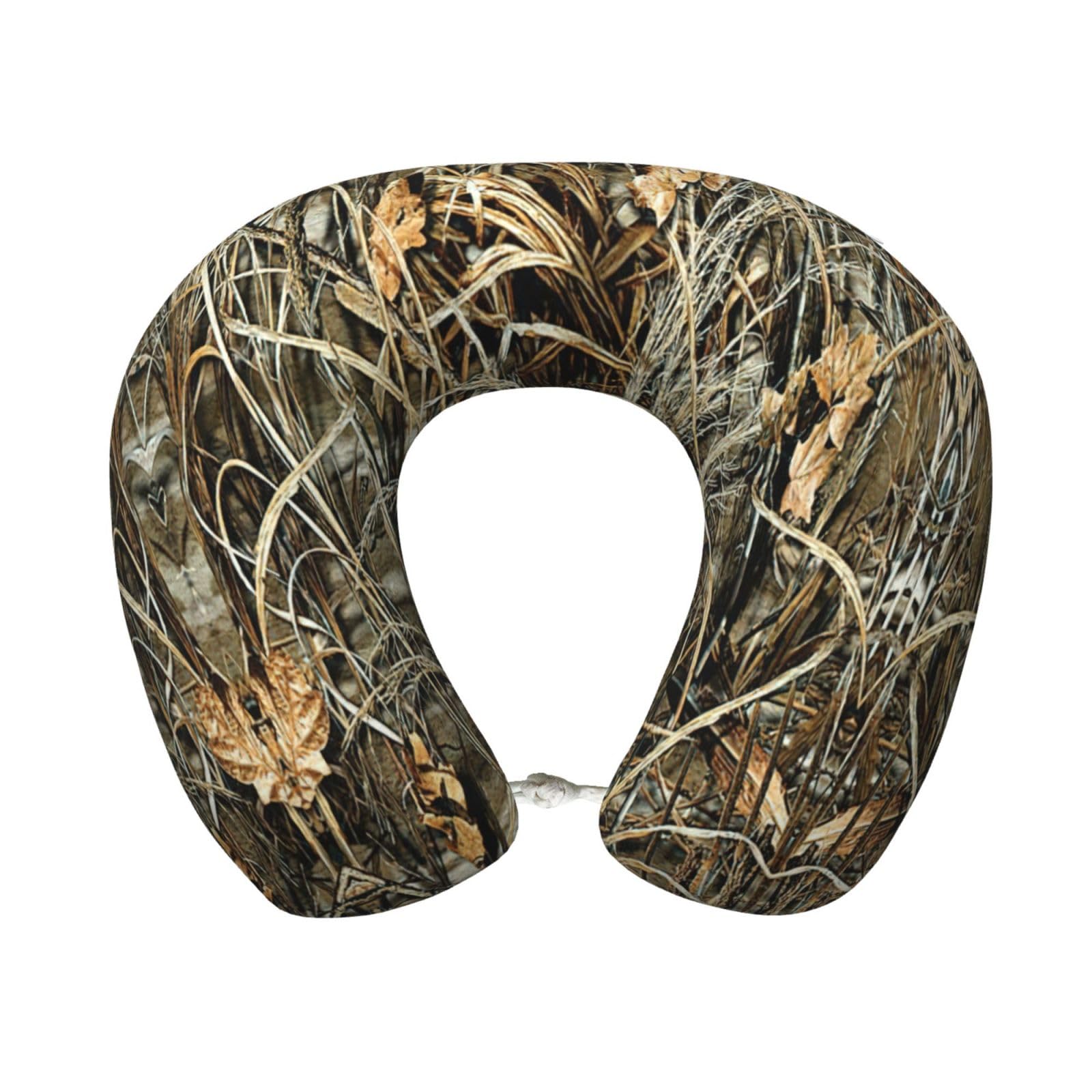 ASFgda U-Shape Memory Foam Camo Yellow & Green Print Travel Pillow,Neck Support,Washable Cover For Airplane Car Home Office