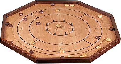 Philos Compact Crokinole Set - Octagonal Board - 69 x 69 Board and 56 x 56 Playfield - Accessories Included - 2 Player Table-Top Game