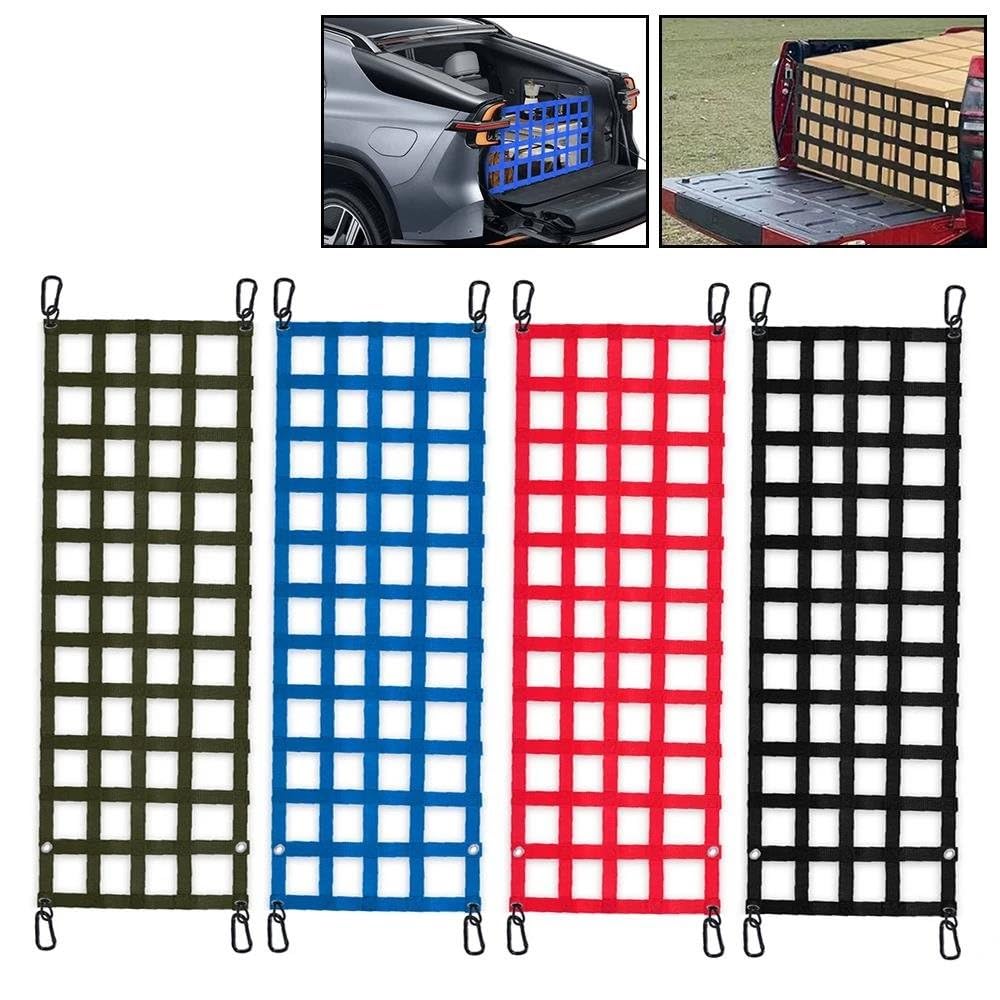 Filet Rangement Voiture Filet De Hayon Robuste pour Camionnette MUGE-60''x18'' Organiseur Caisse pour Pleine Grandeur BAG112 Filet de Rangement(Rouge)