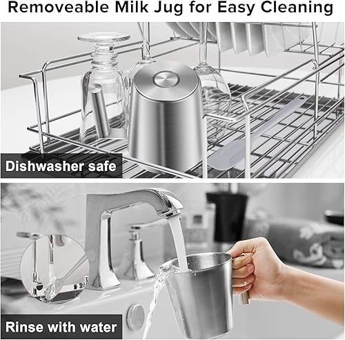 Miniatura 6 de Secura Espumador de leche desmontable de 17 onzas y vaporizador, máquina eléctrica de espuma calientefría de acero inoxidable para lattes,