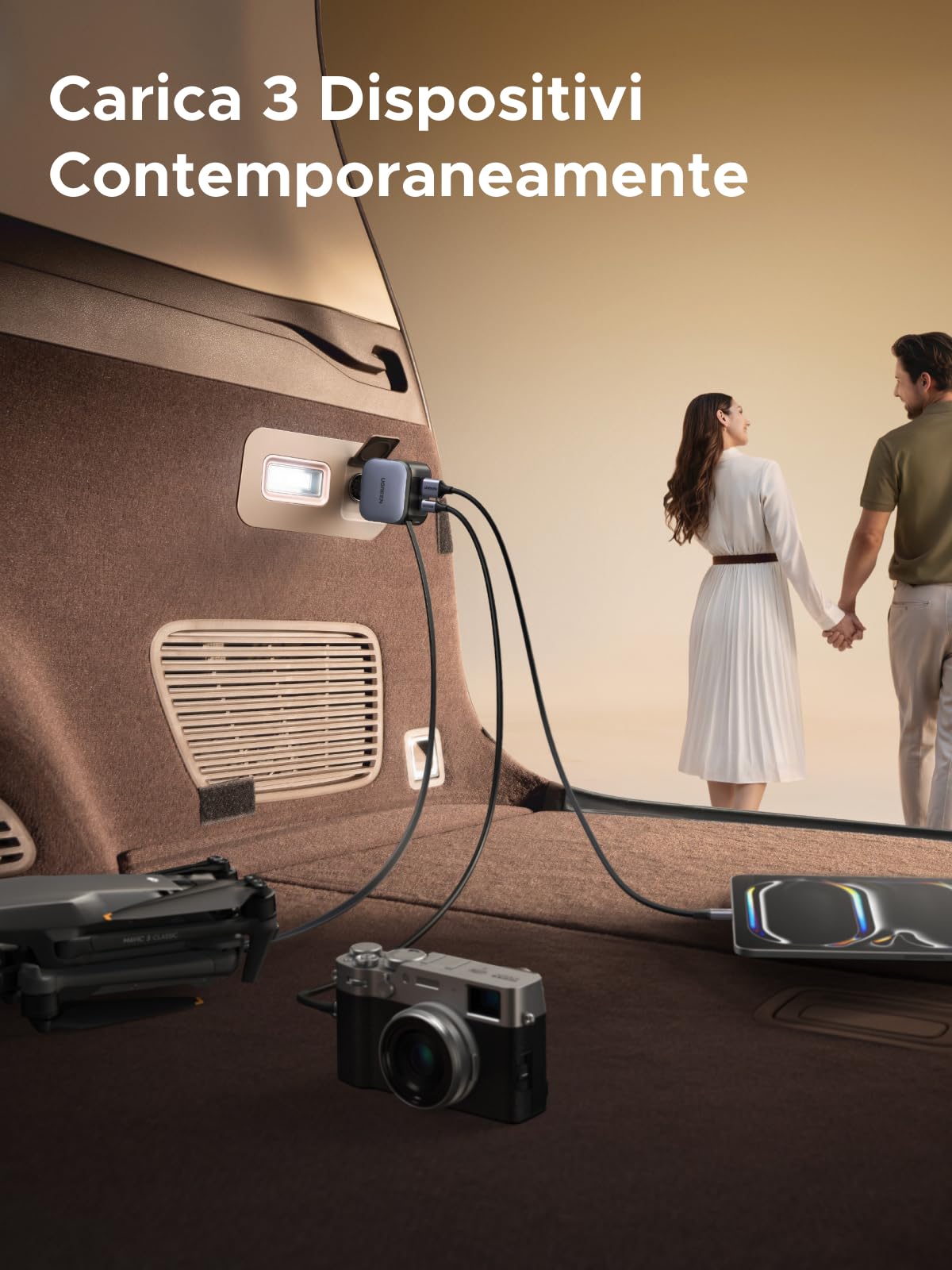 UGREEN 60W Retrattile Caricatore Auto, Caricabatteria Accendisigari USB C 3 Porta Ricarica Rapida, Compatibile con iPhone 17 Pro Max Air/iPhone 16/15/14, Galaxy S25/24, Pixel10/9, MacBook, iPad Pro
