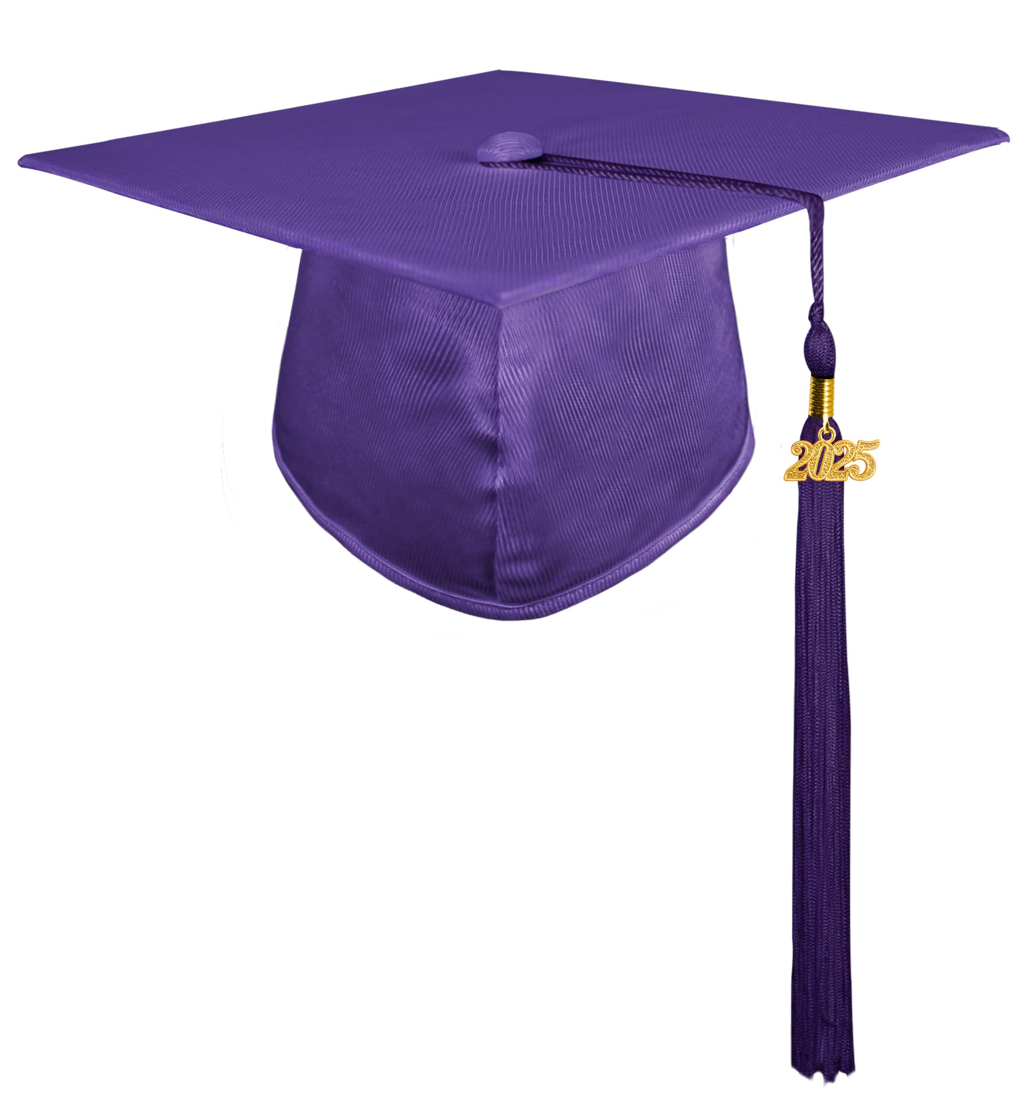 GraduationMall Shiny Adult Graduation Cap with 2025 Tassel for High School and Bachelor Purple