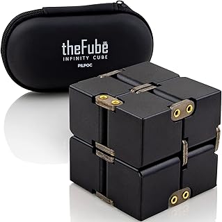 PILPOC theFube Infinity Cube Fidget Toy - Quality Aluminum Infinity Fidgeting Cube for Adults with Case, Sturdy, Heavy (Black)
