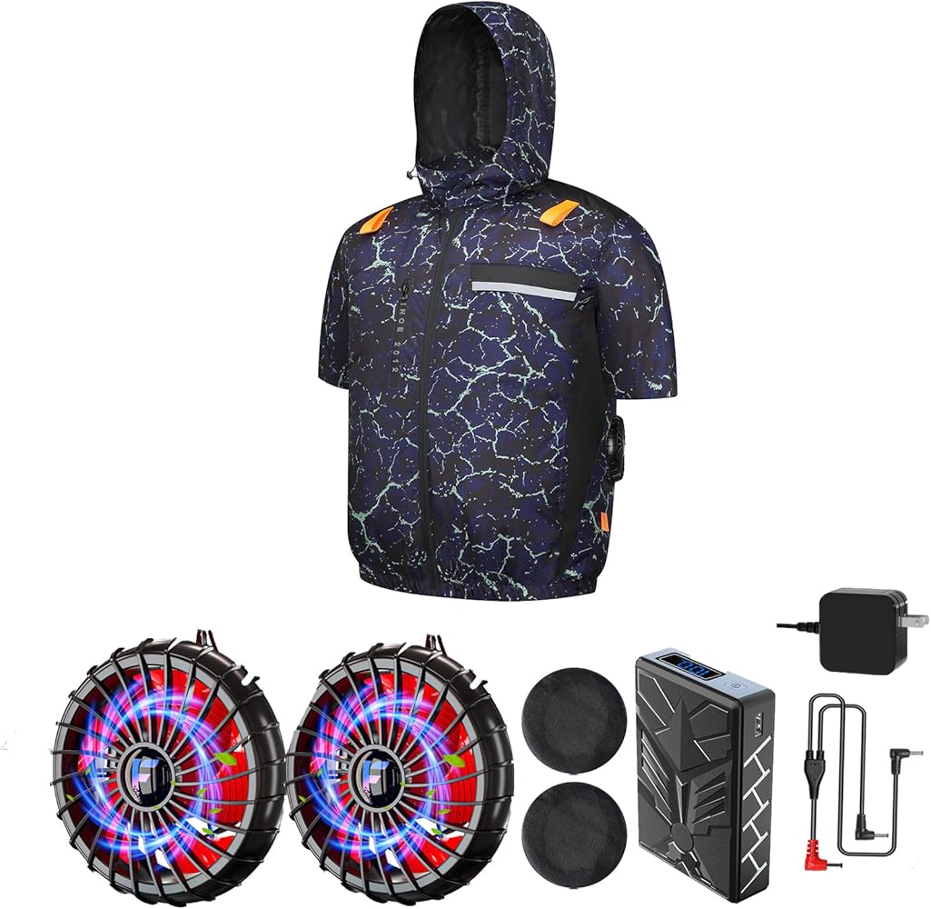 空調作業服用 ファン バッテリーセット 50V 超強力送風 冷却ベスト Amazon.co.jp: [風神マン] 50V 空調作業服 半袖 ファンバッテリー