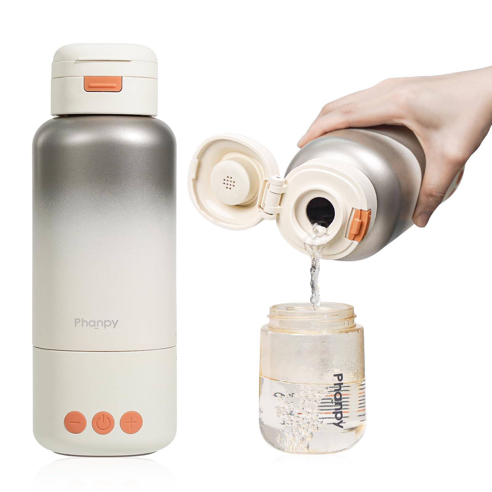 Phanpy Portable Bottle Warmer - Detachable 10000mAh Battery, 212°F Boil & Sterilization, 3 Min Fast Heating, 100W, 17 OZ Large Capacity, Designed for