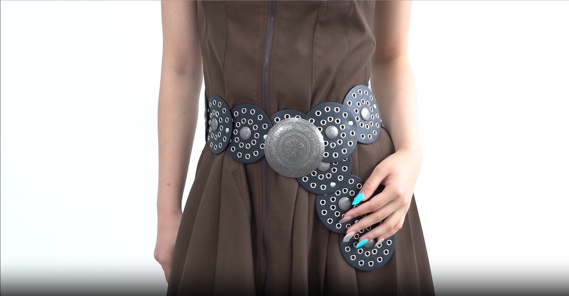 Wide Disc Belt Women Leather Western Boho Casual Dress Waist Accessory Hirigin Wide Boho Disc Belt for Women Vintage Concho Leather  main image 2