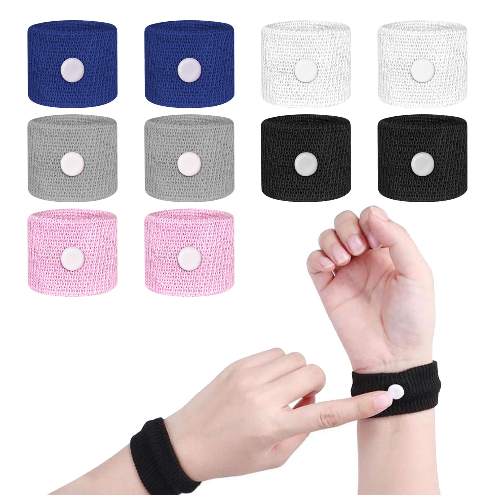 10 Pcs Travel Sickness Bands, Anti-Nausea Wristbands, Acupressure Nausea Wristband Natural Nausea Relief Acupressure Wristband for Motion or Morning Sickness(Car, Sea, Flying Travel Sickness)