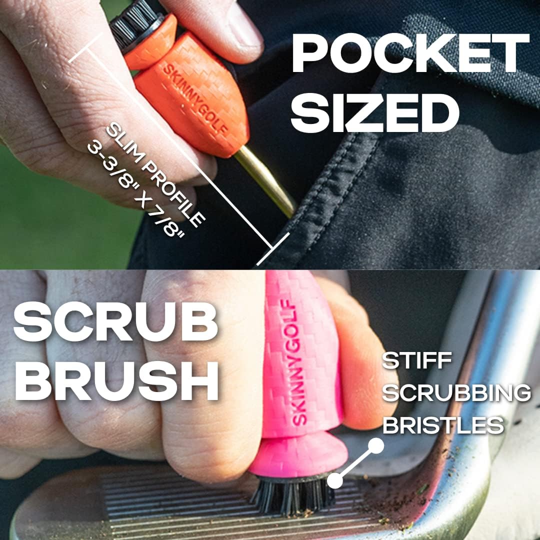 Pocket Caddie | The Ultimate 4-in-1 Golf Tool | with Scrub Brush, Brass Tip Groove Cleaner, Divot Repair & Ball Marker | Fits Easily in Your Pocket | Holds Any Ball Marker